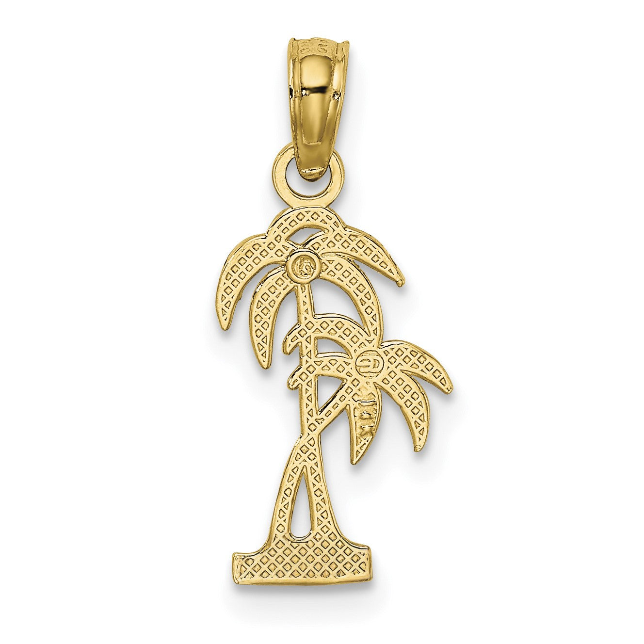 14K Textured Double Palm Tree Charm