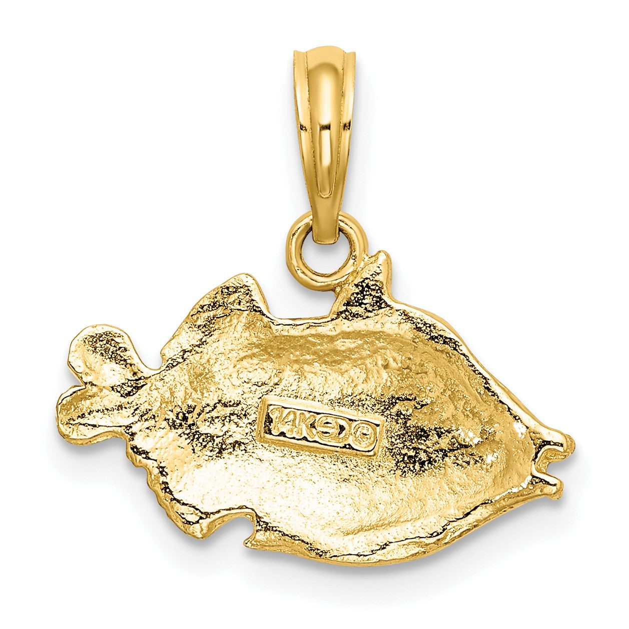 14K 2-D Polished Textured Humu Humu Fish Charm