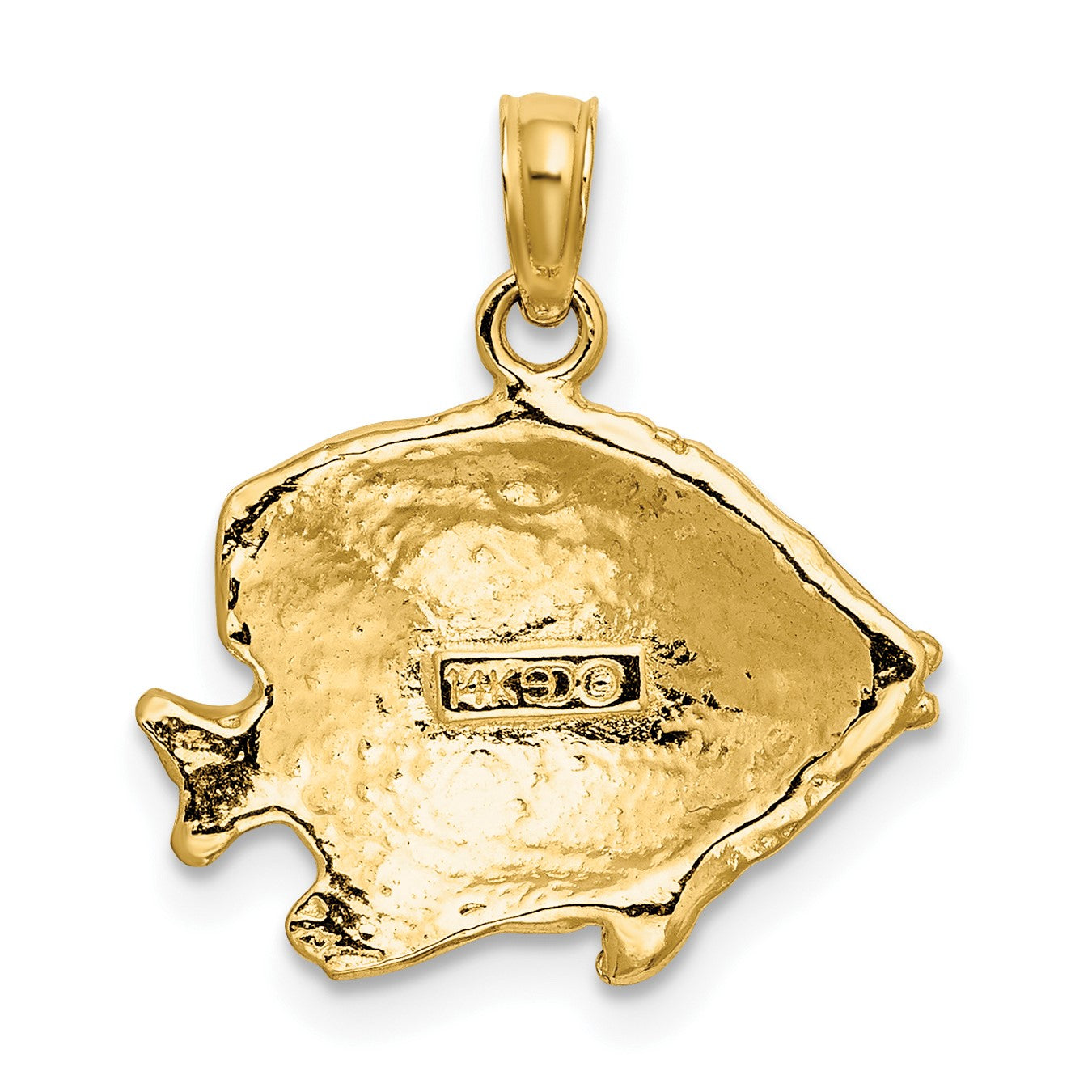 14K 2-D Polished Textured Butterfly Fish Charm