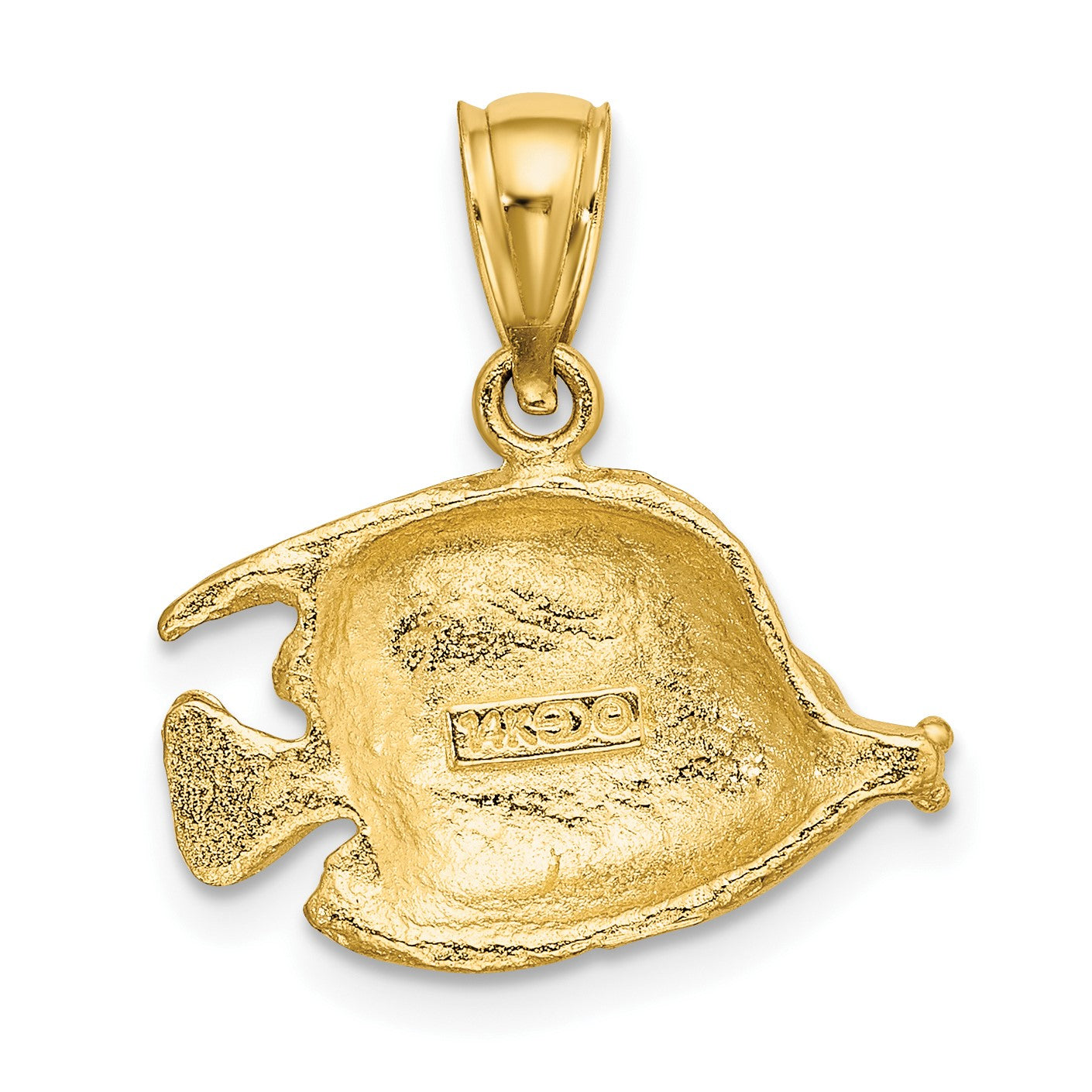 14K 2-D Polished Textured Bannerfish Charm
