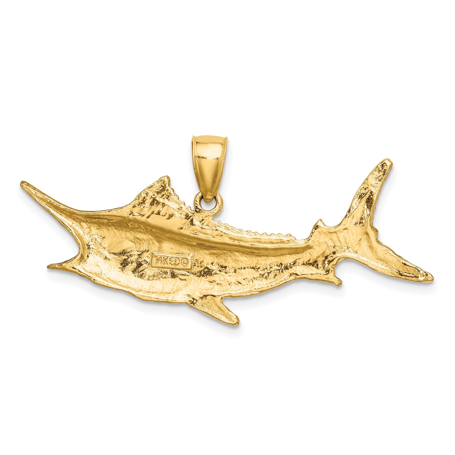 14K Large 2-D Textured Marlin Fish Charm