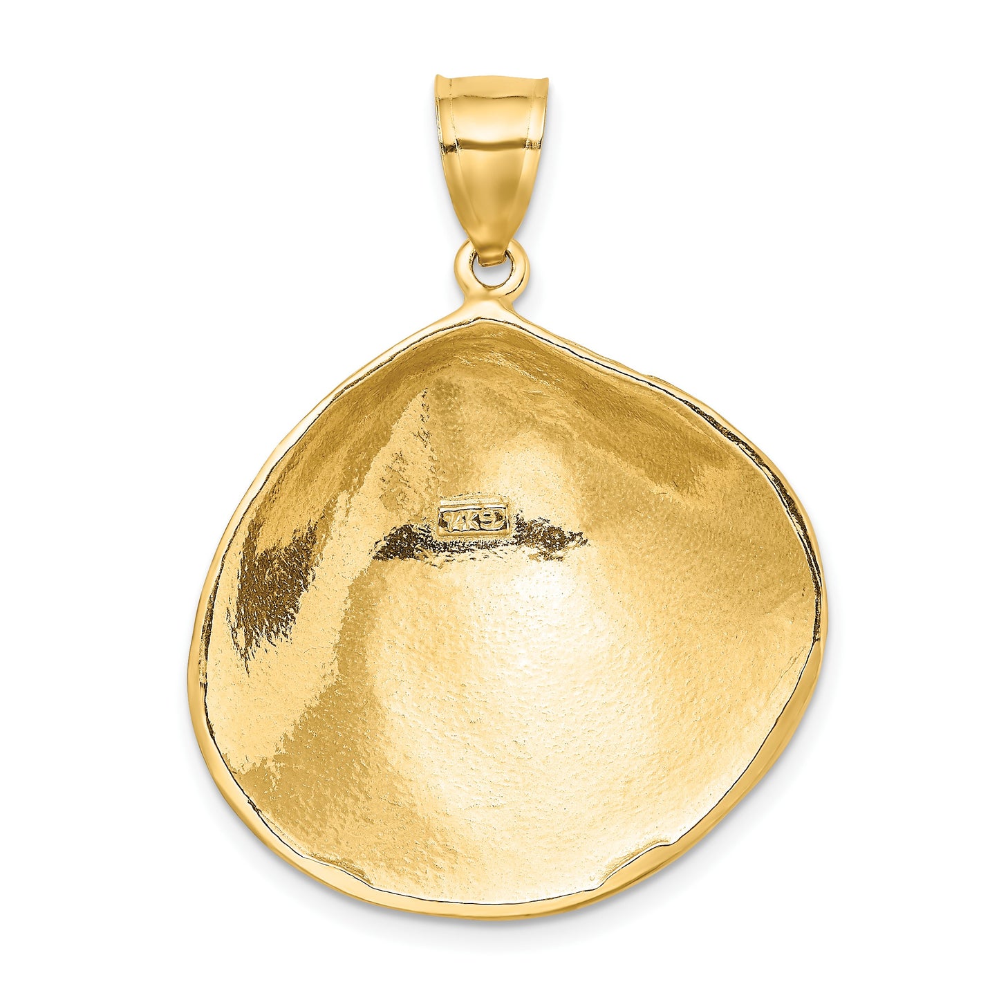14K Large Textured Clam Shell Charm