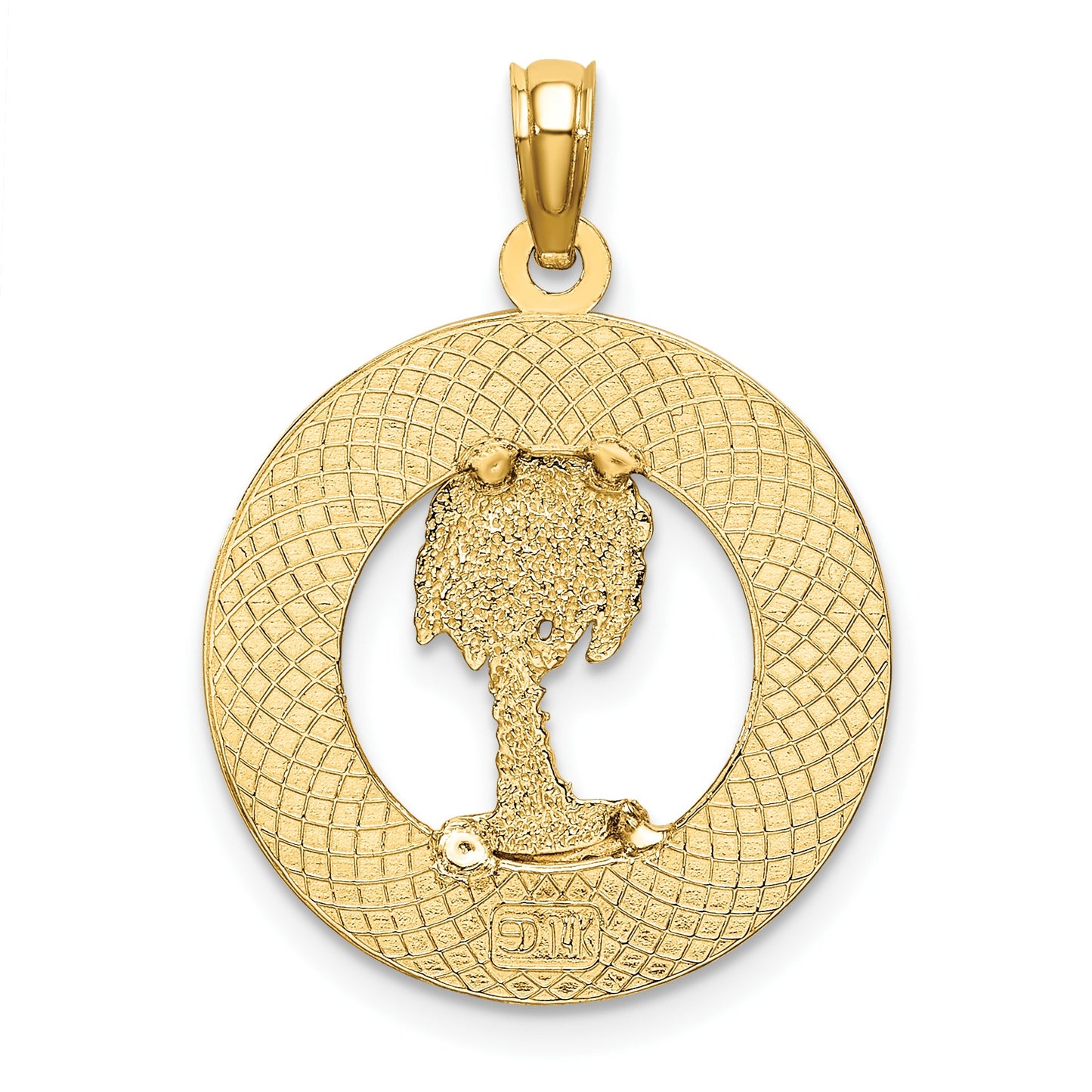 14K TURKS AND CAICOS with Palm Tree Circle Charm