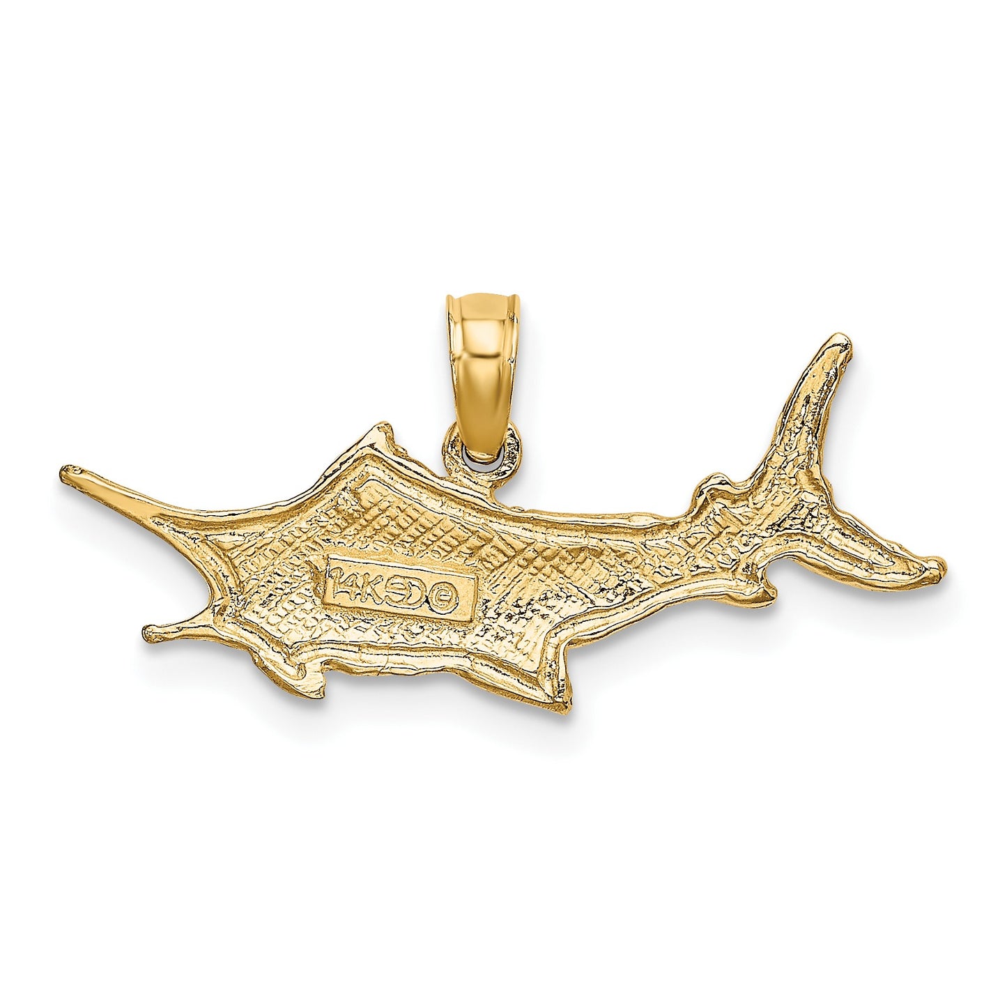 14K Textured 2-D Marlin Fish Charm