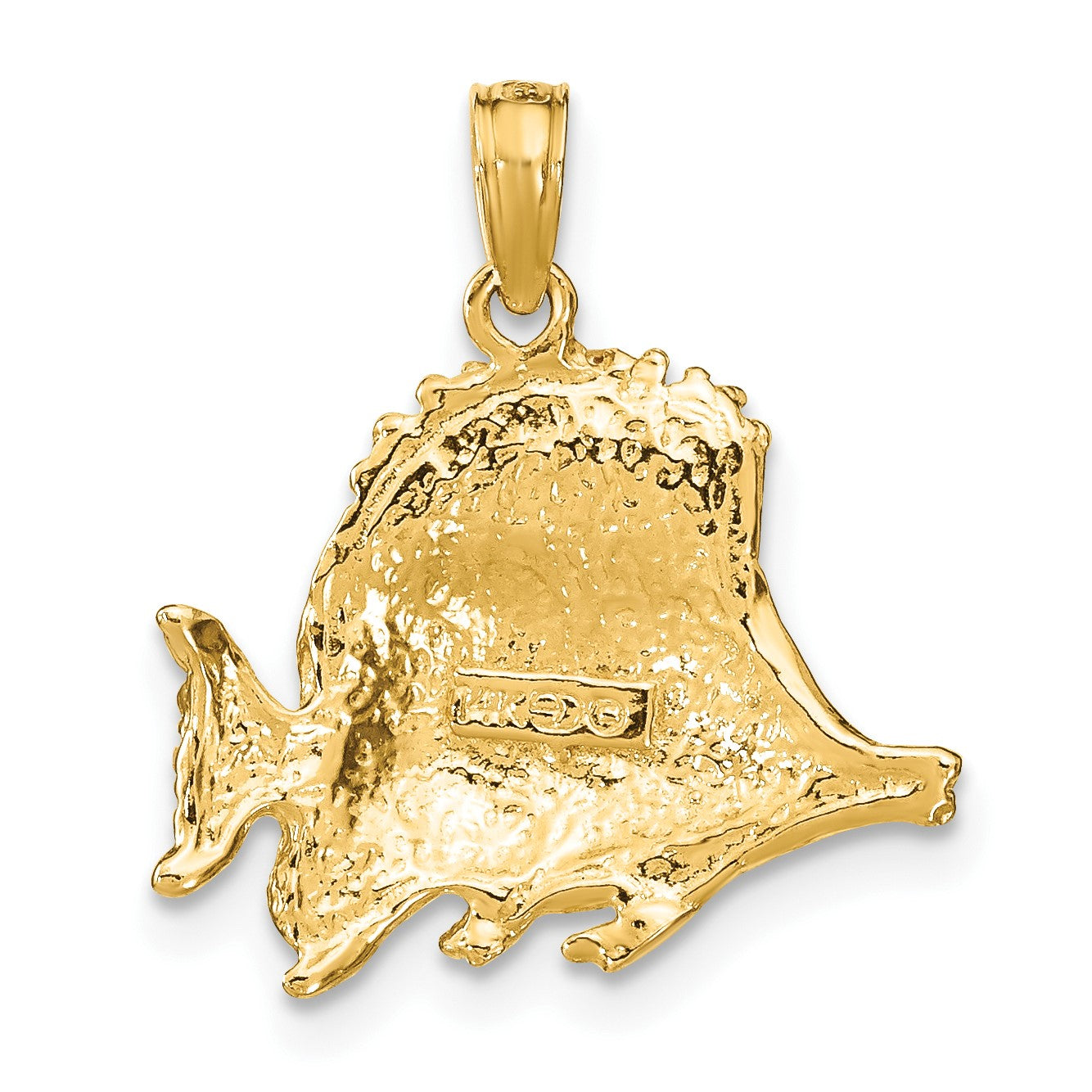 14K Polished Textured Butterfly Fish Charm