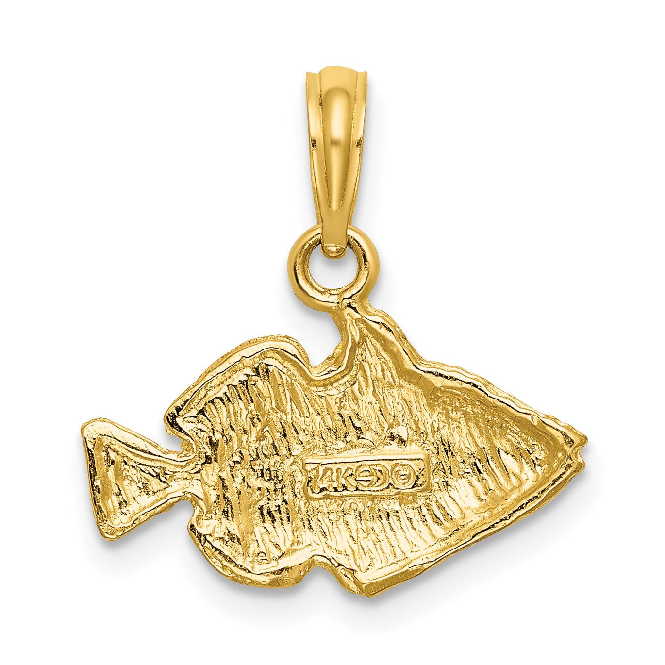 14K 2-D Engraved Striped Humu Humu Fish Charm