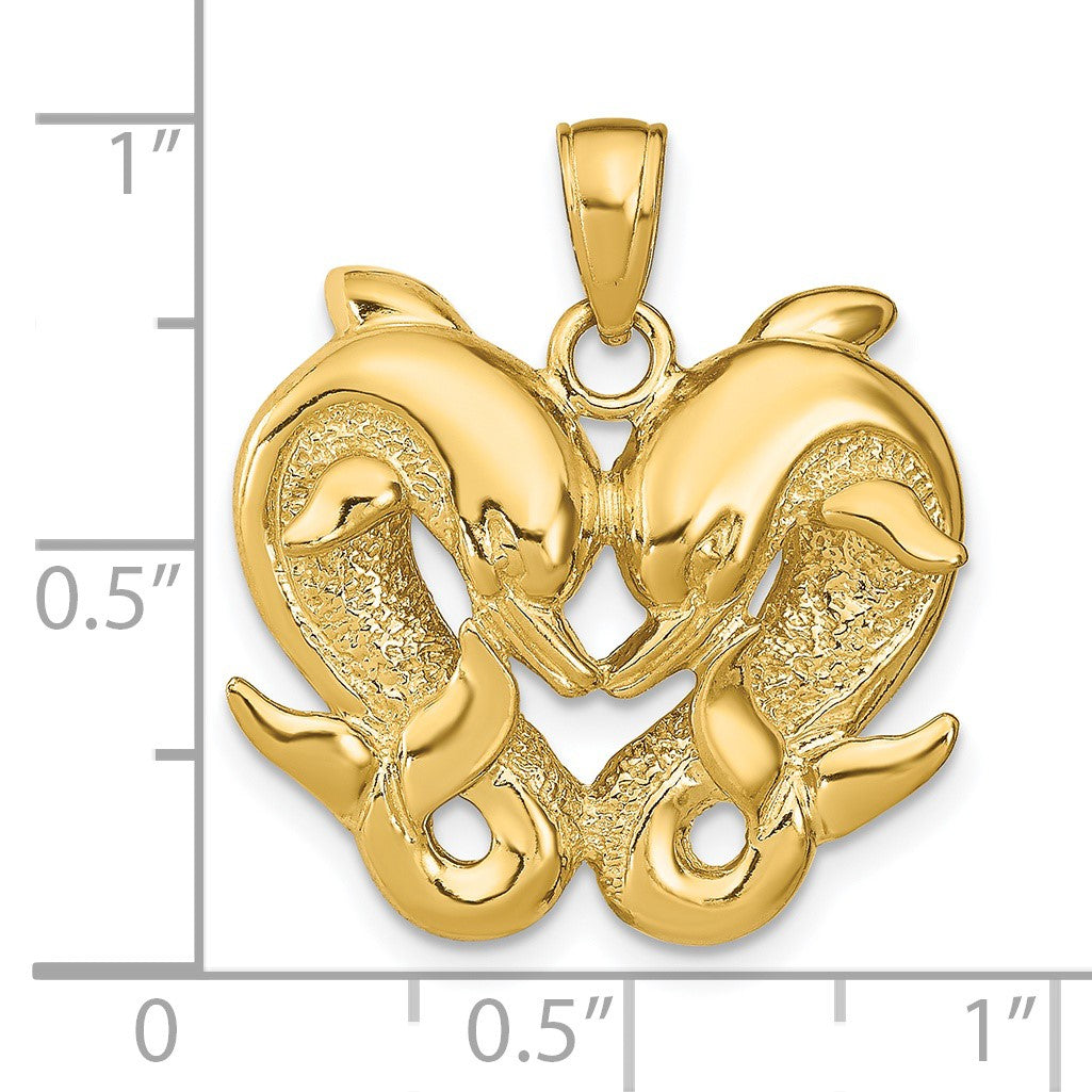 14k Twin Dolphins Pendant