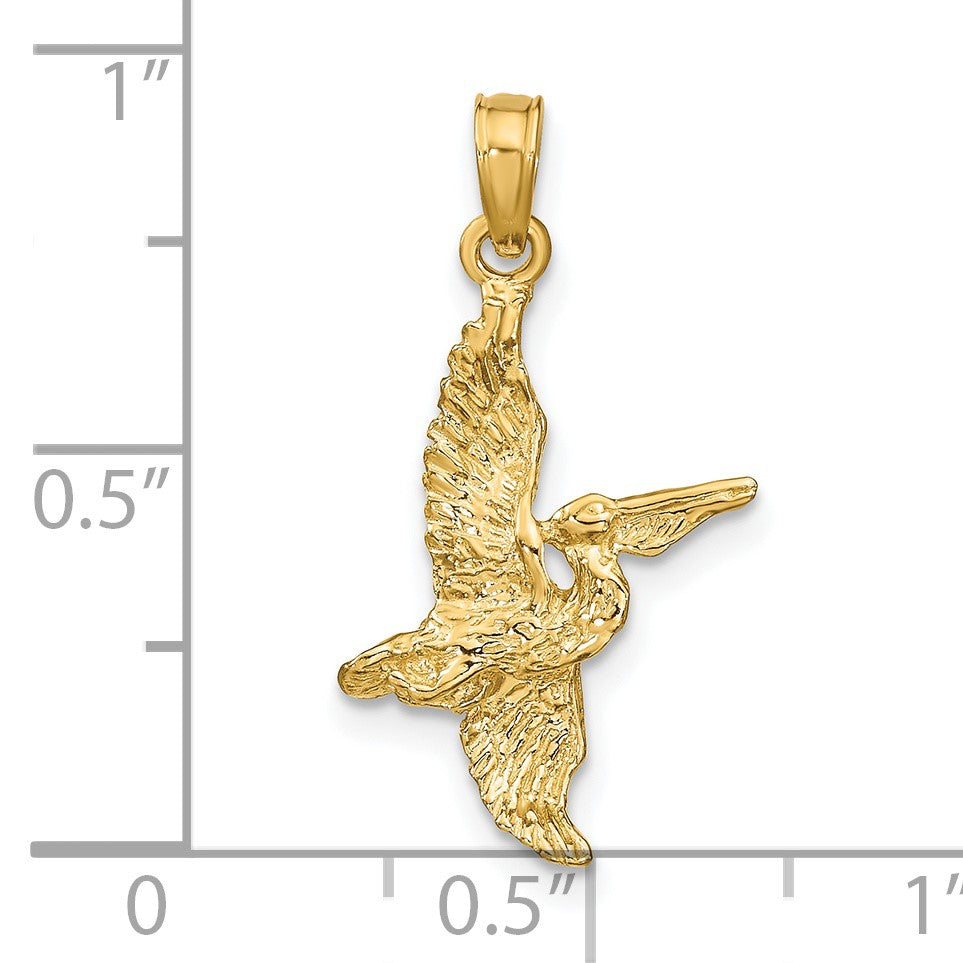 14K 3-D Pelican Flying Charm