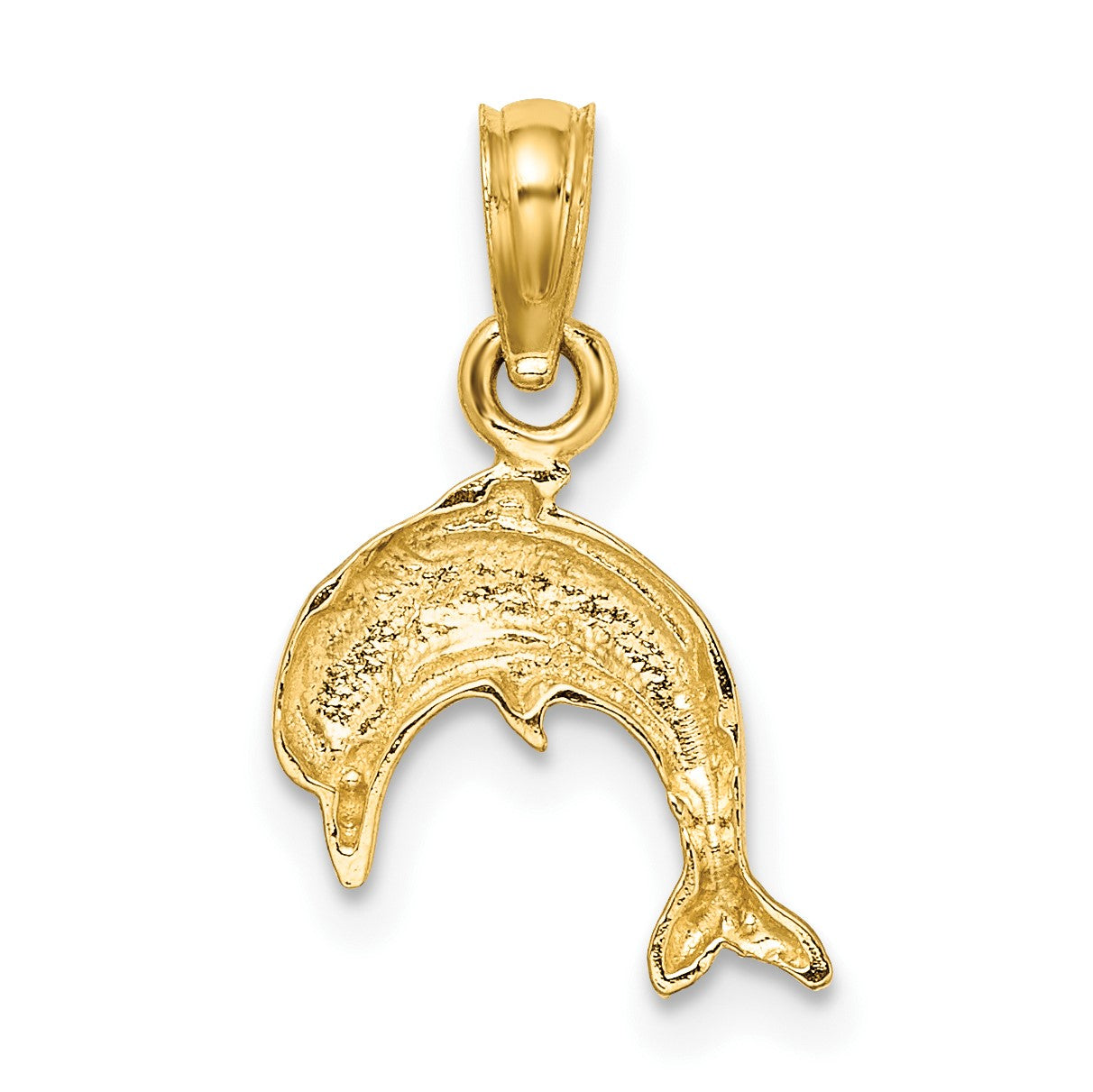 14K Textured Mini Dolphin Jumping Charm