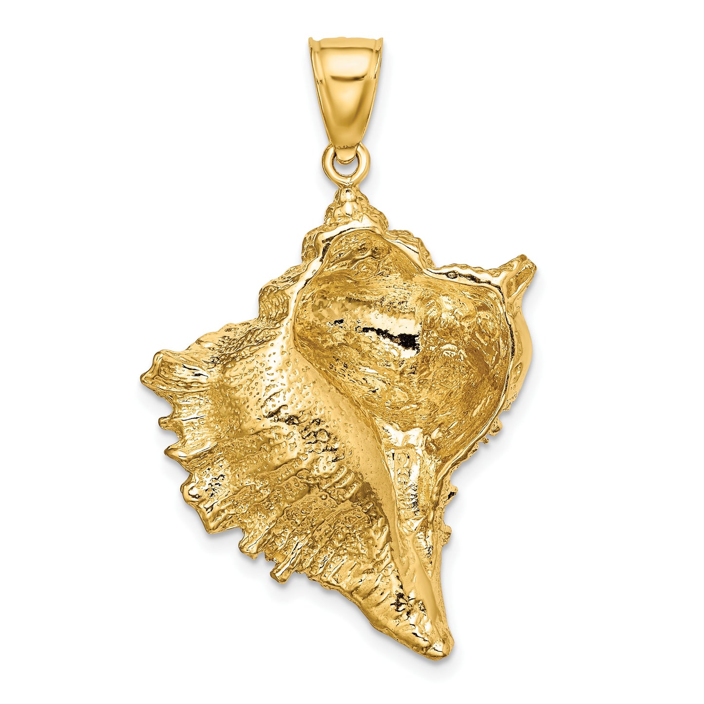 14K Large Textured 2-D Conch Shell Charm