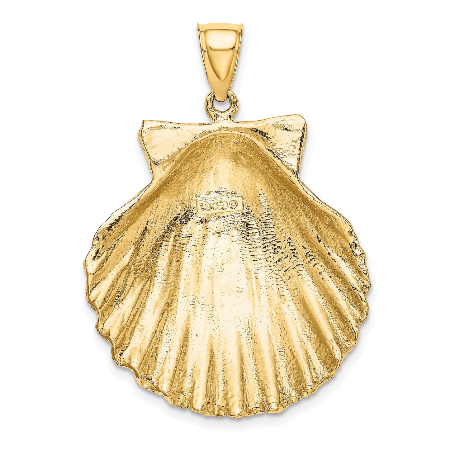 14K Large Textured Scallop Shell Charm