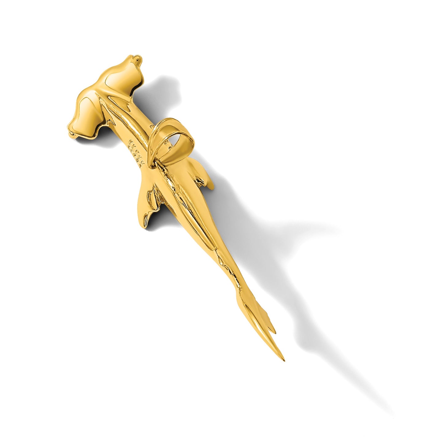 14K Large 3-D Hammerhead Shark Charm