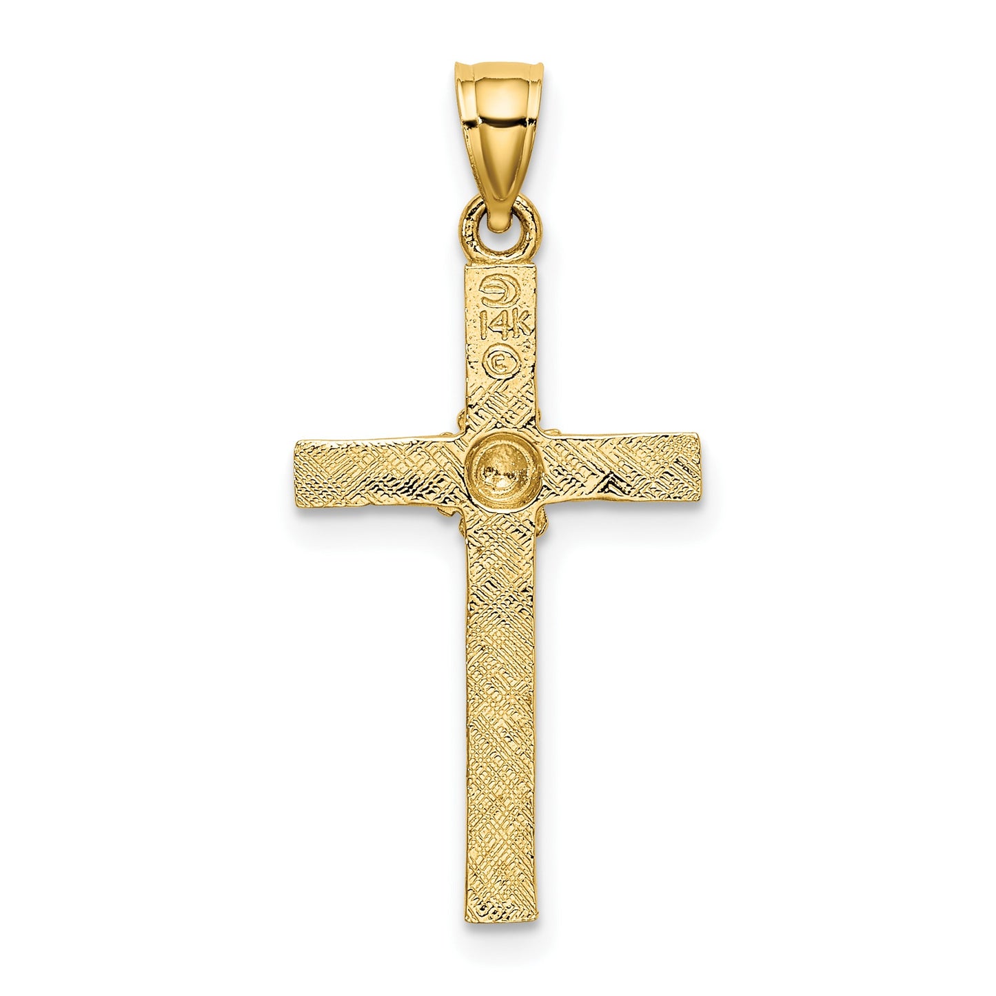 14K Cross with Flower Charm