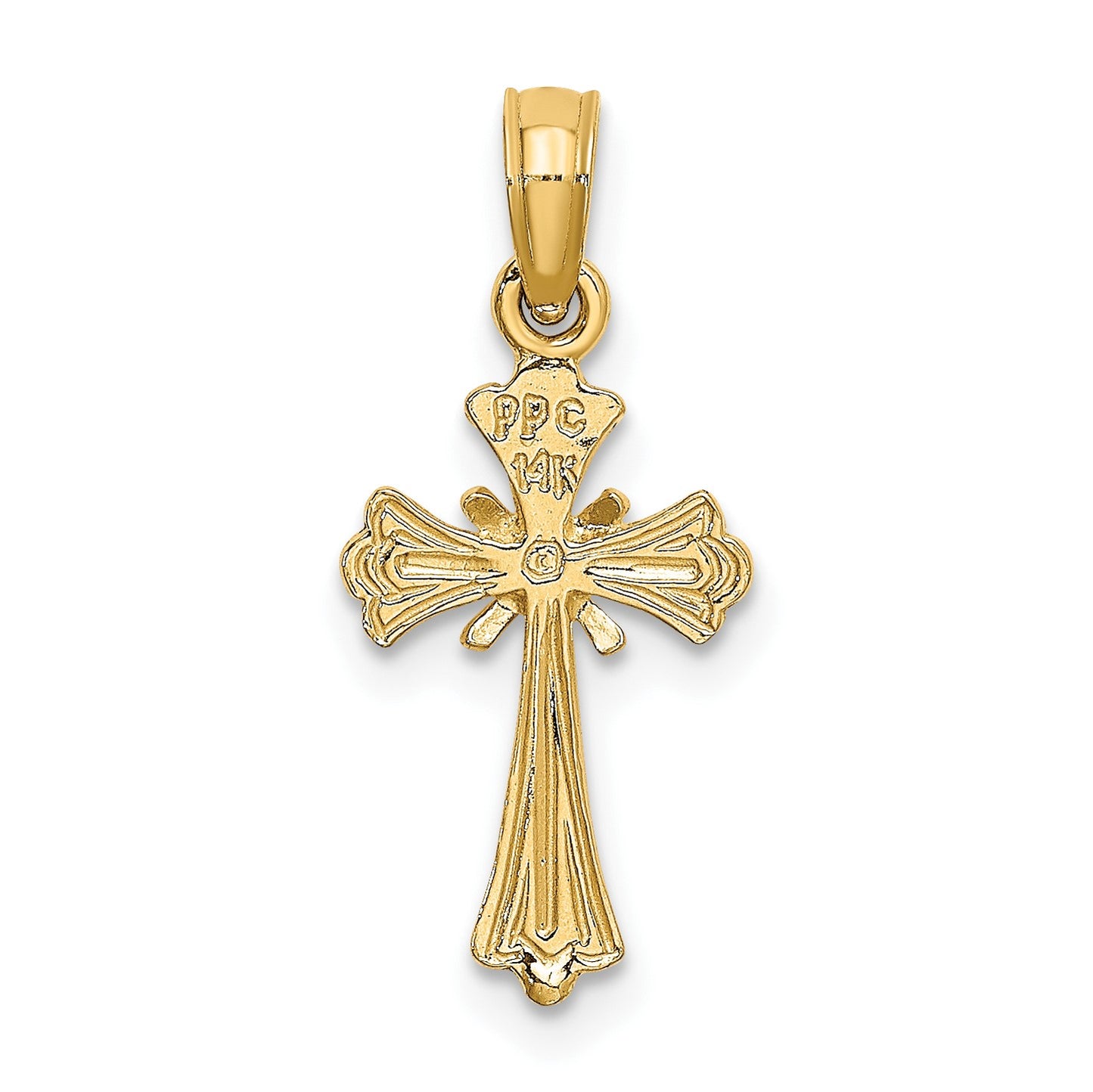 14K Textured Small Cross with -X- Center Charm