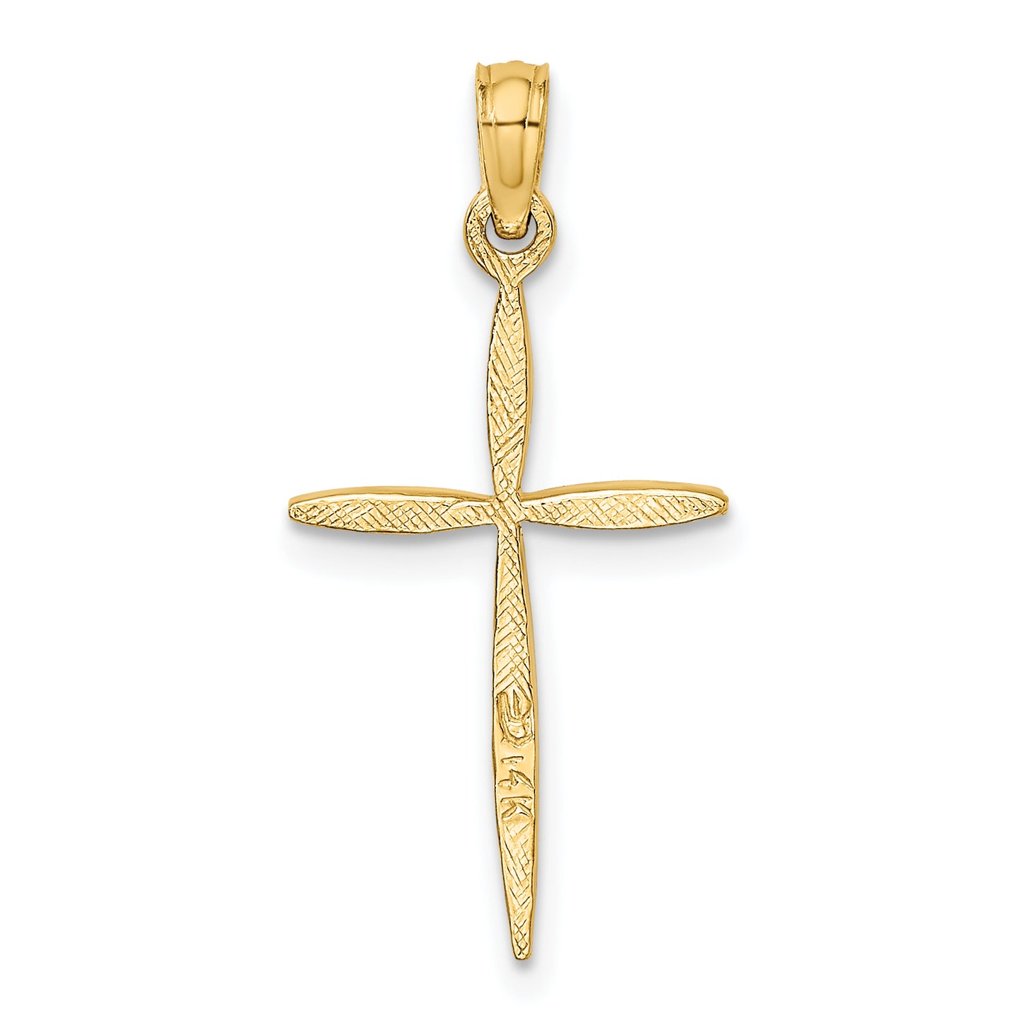 14K Diamond-cut with Tapered Ends Cross Charm