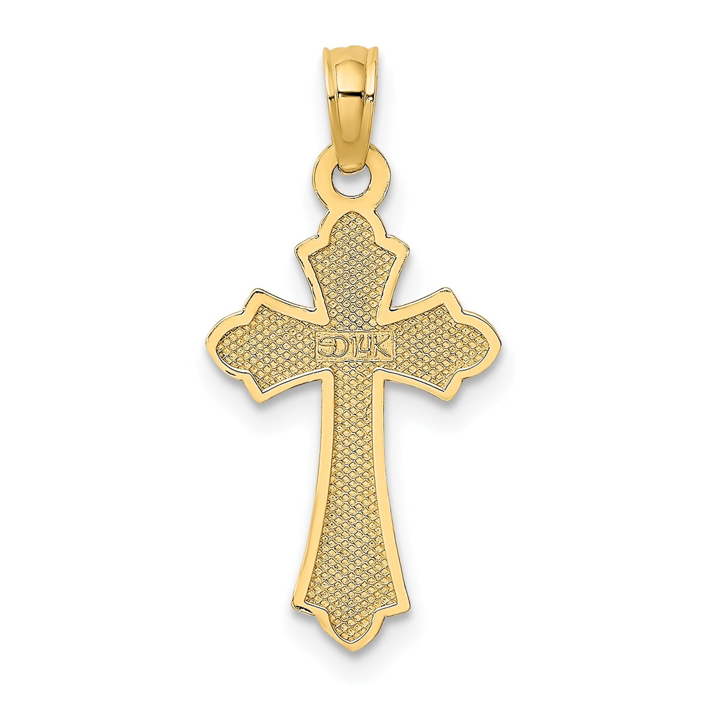 14K Polished Cross with Heart Charm
