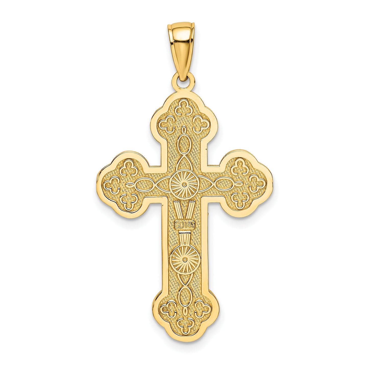 14K Scroll Cross with Sunburst Center Charm