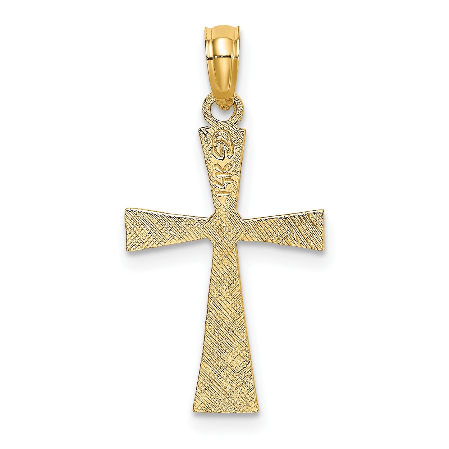 14K Textured Cross with Flared Tips Charm