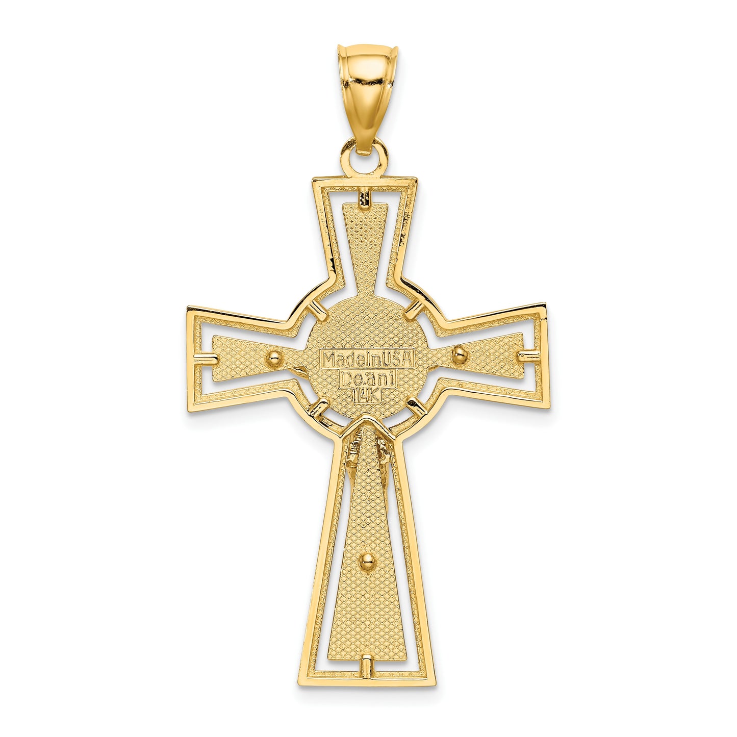 14K Cut-Out Crucifix with Center Circle Charm