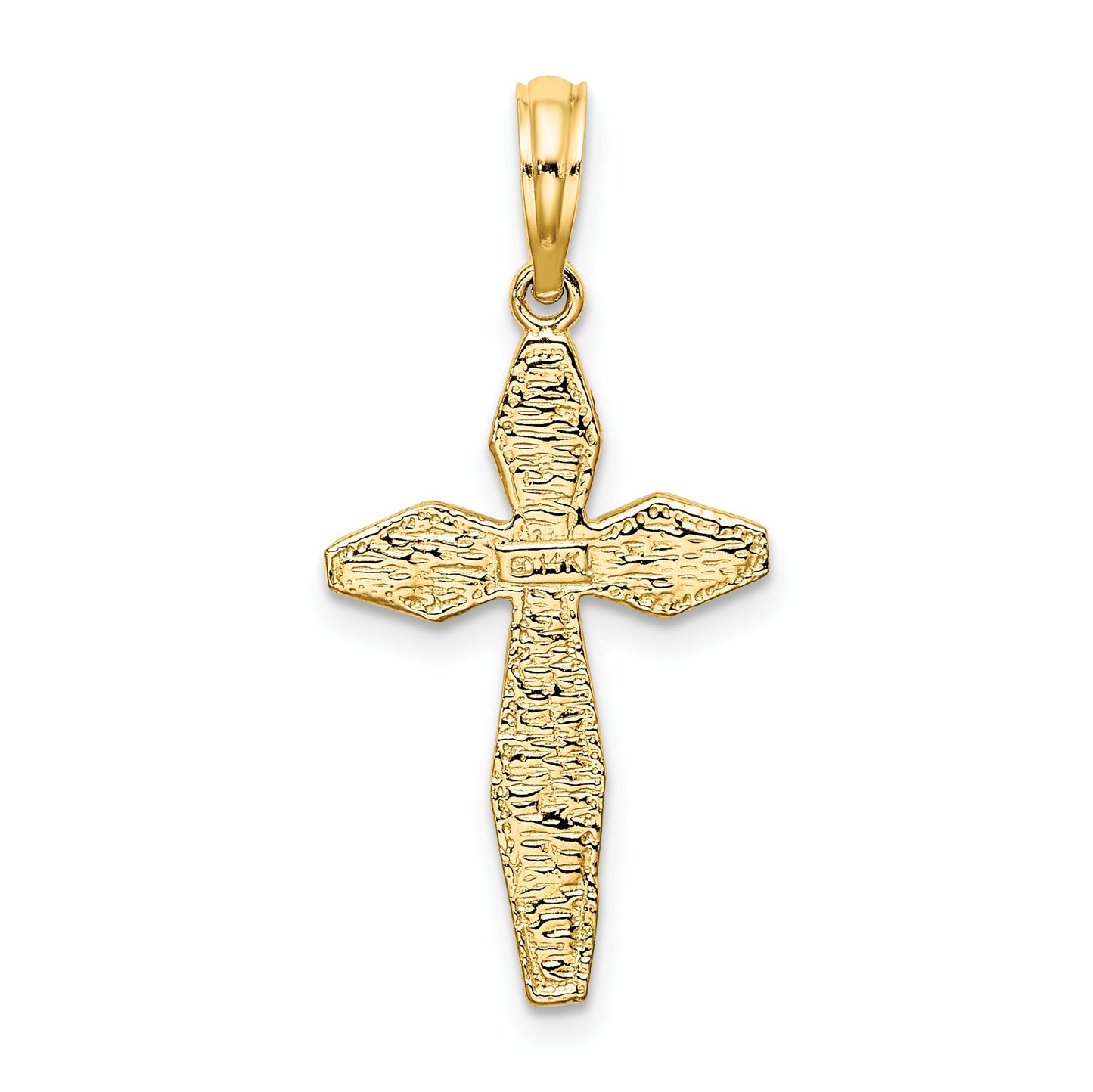 14K Polished and Textured Cross Charm