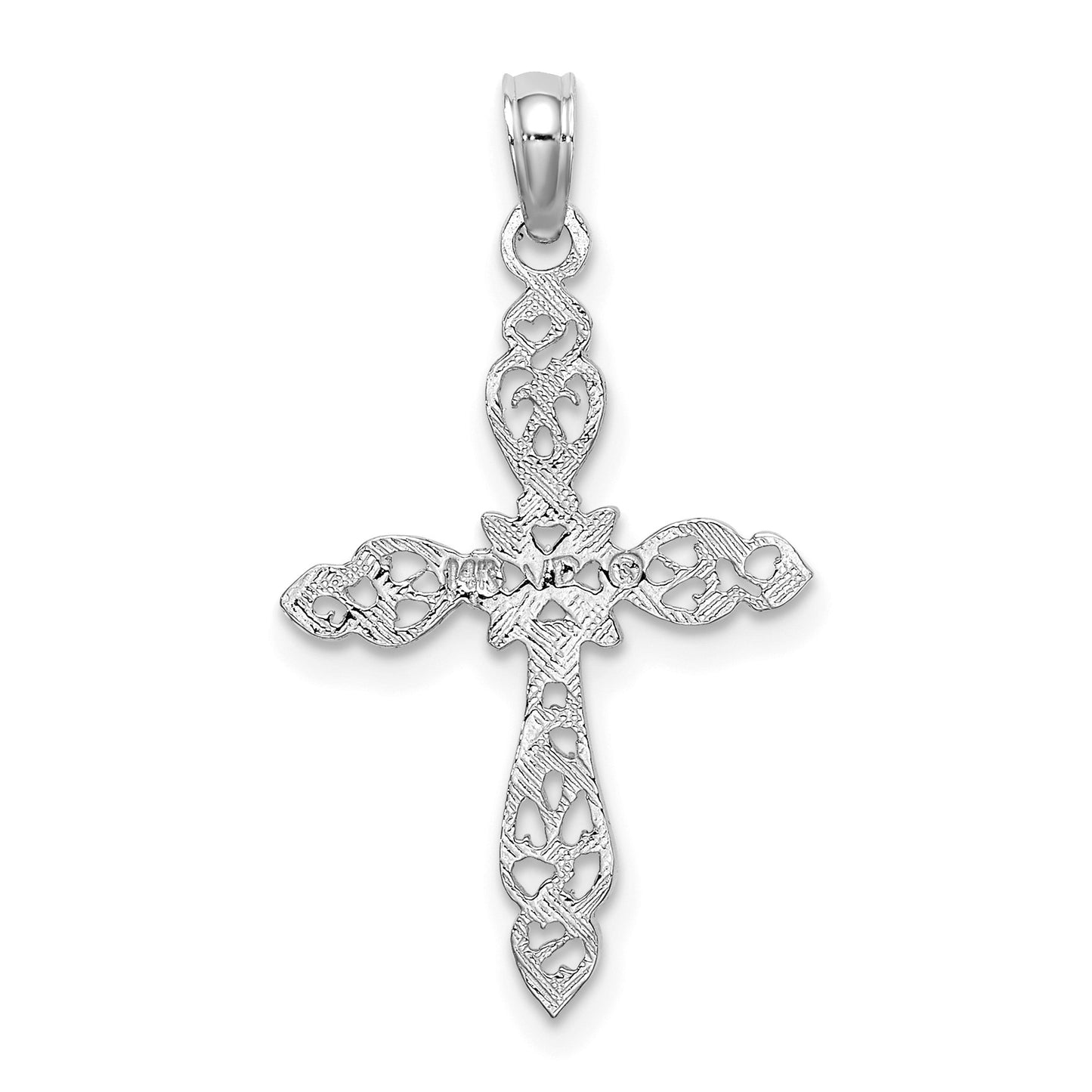 14K White Gold Polished and Cut-Out Cross Charm