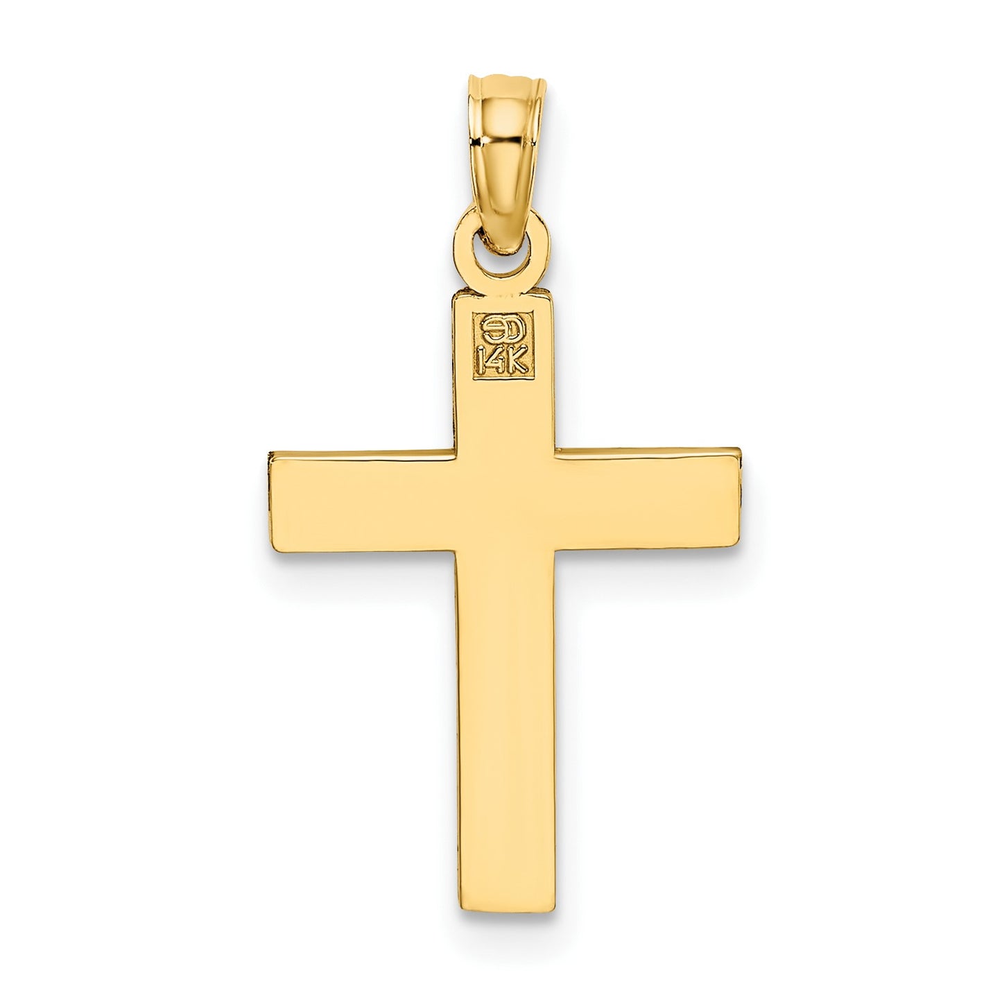 14K Diamond-cut Block Cross Charm
