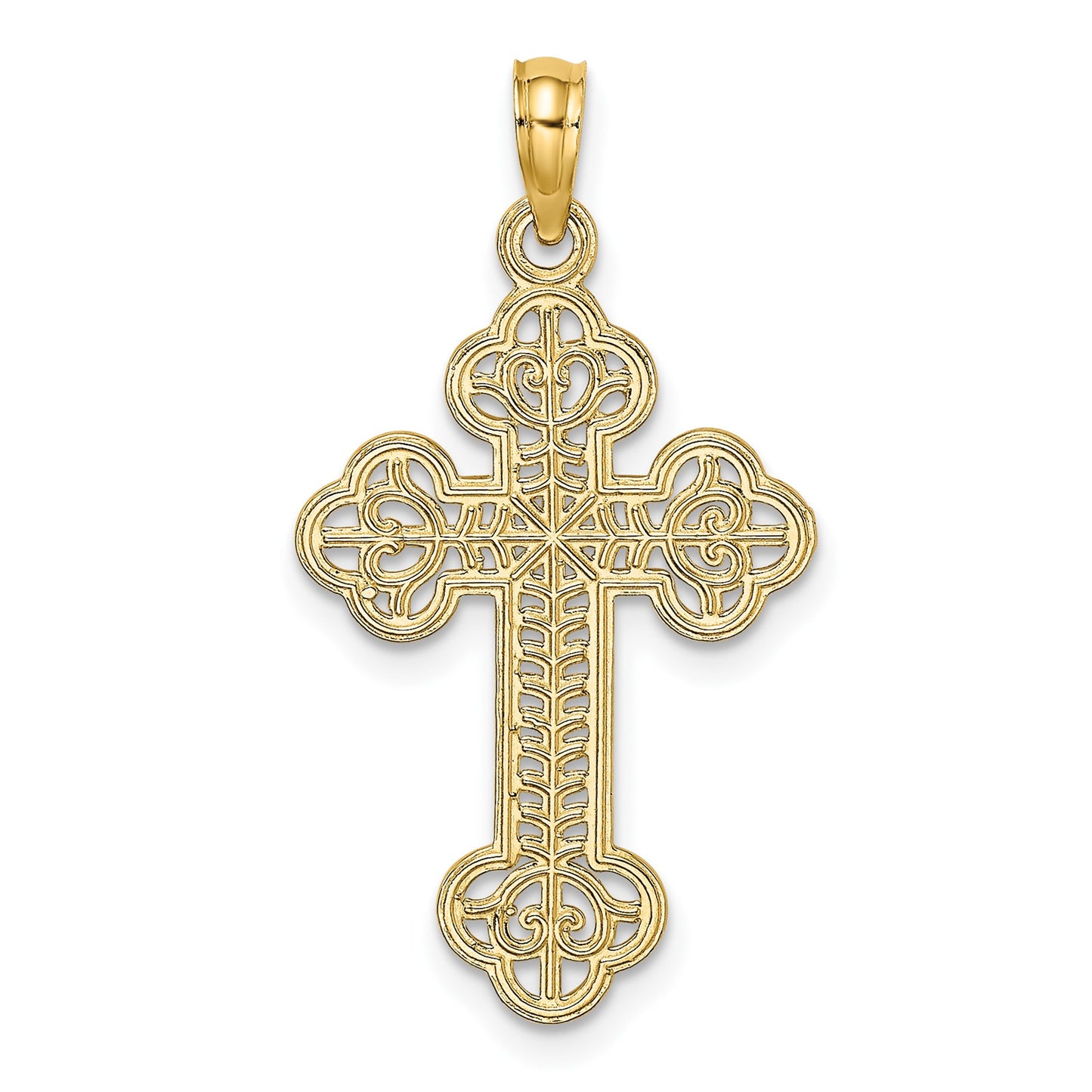 14K Lacey Center Budded Cross Charm