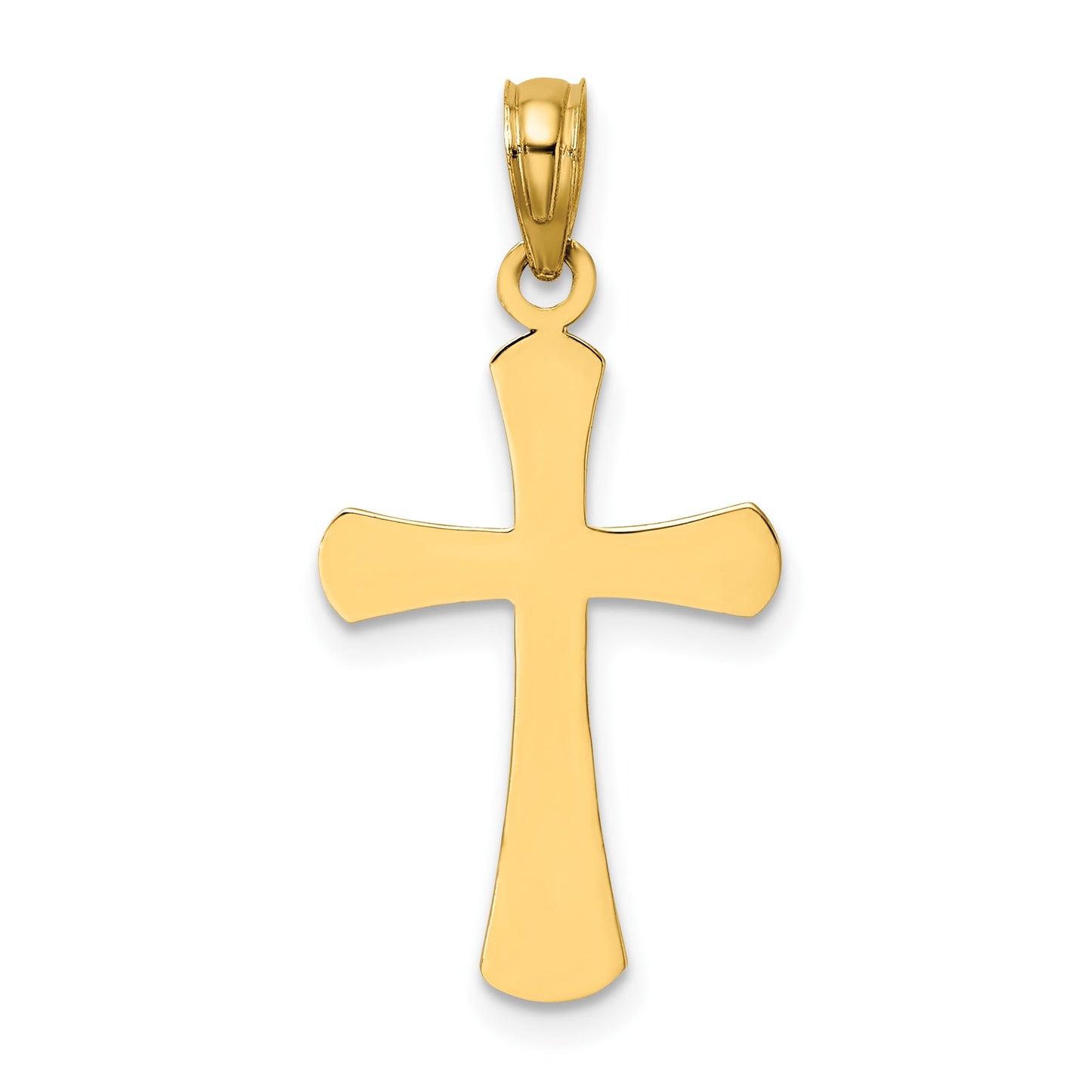 14K Polished Beveled Cross with Round Tips Charm