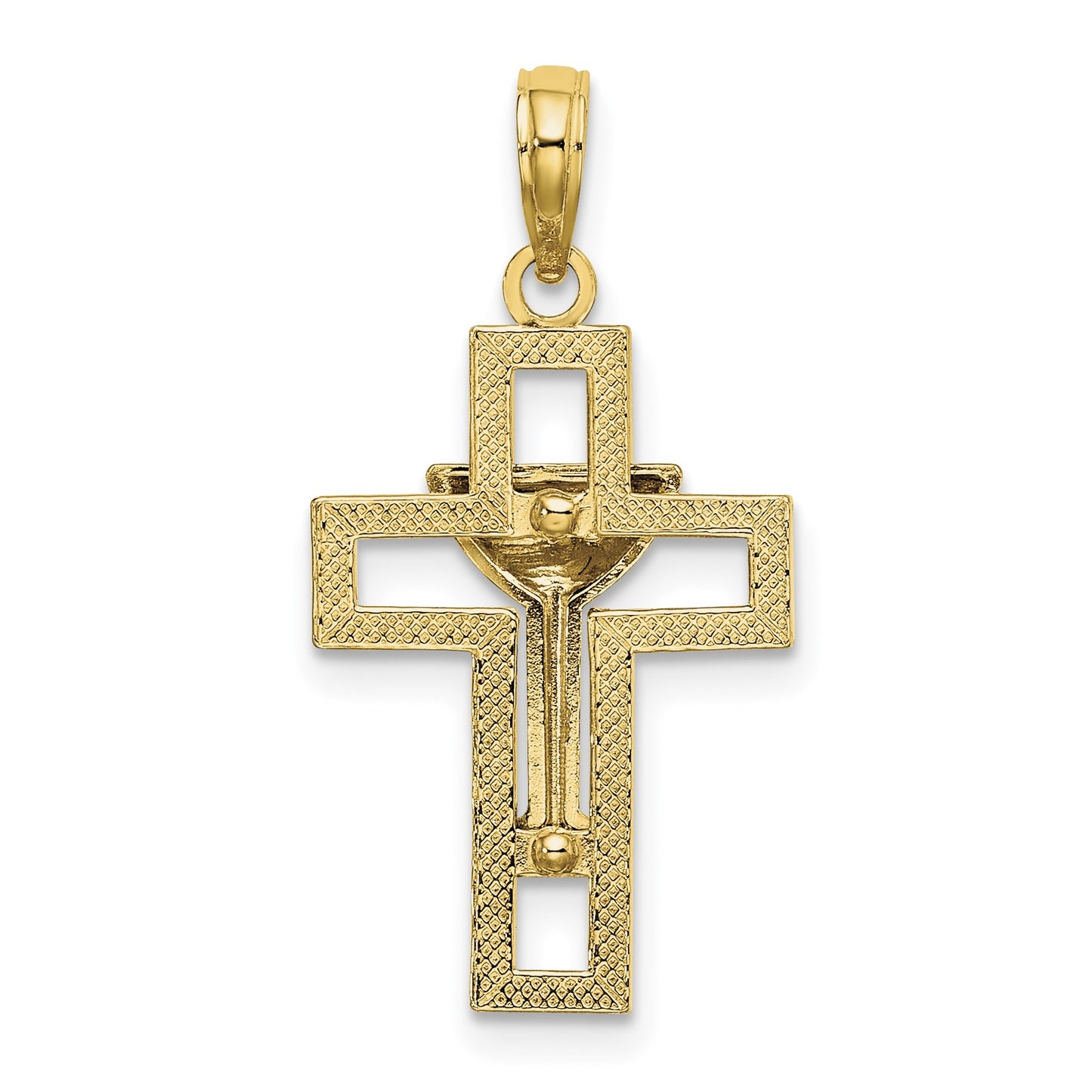 14K Polished Cross with Communion Cup Charm