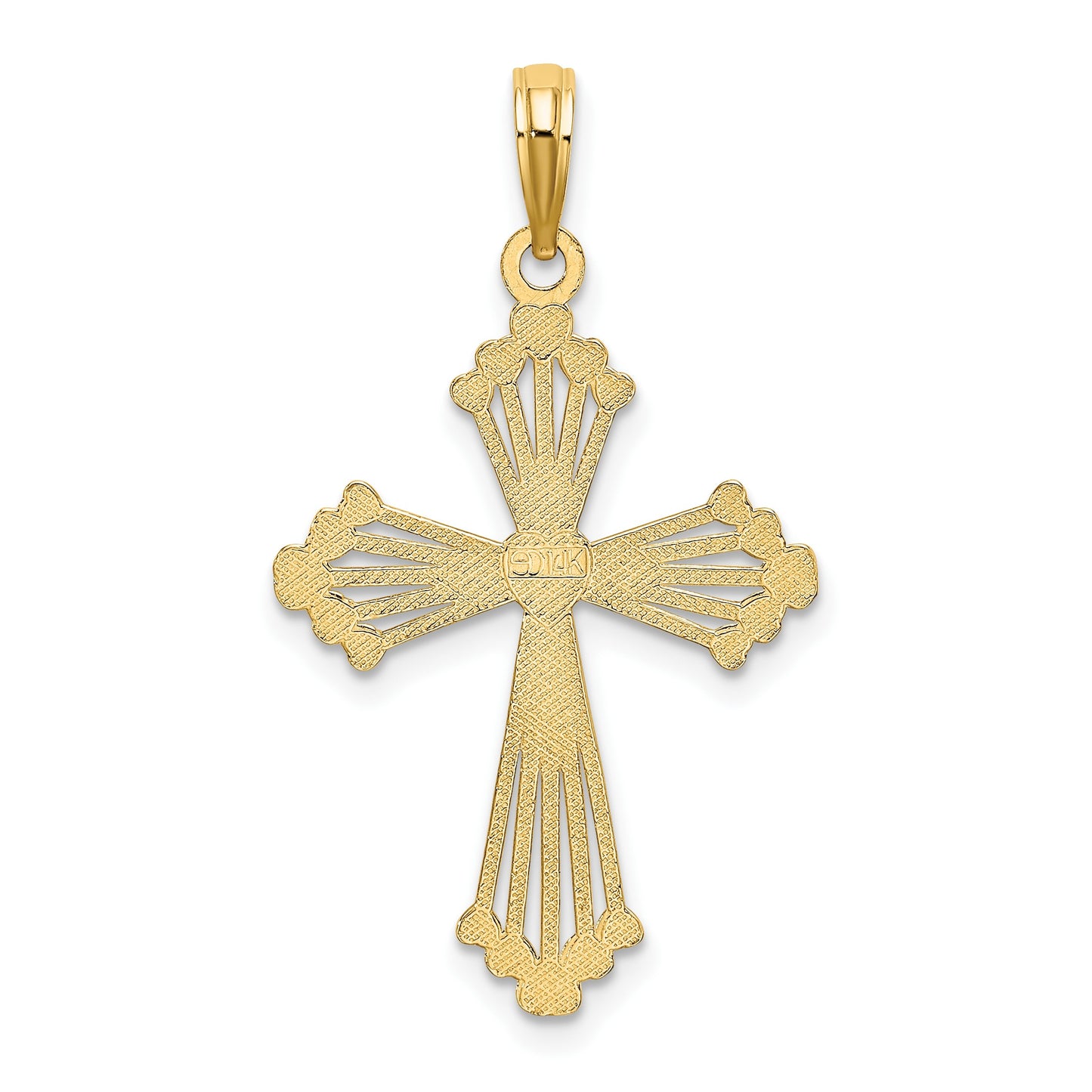 14K Cut-Out Stripes Cross with Heart Charm