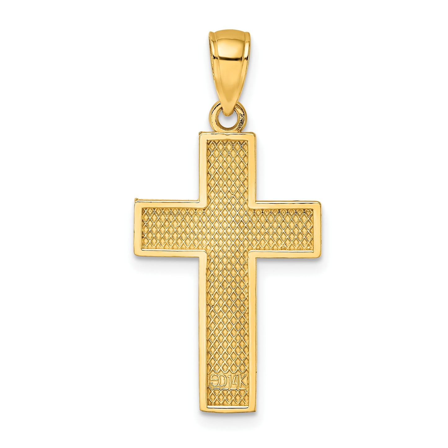 14K Block Cross Charm