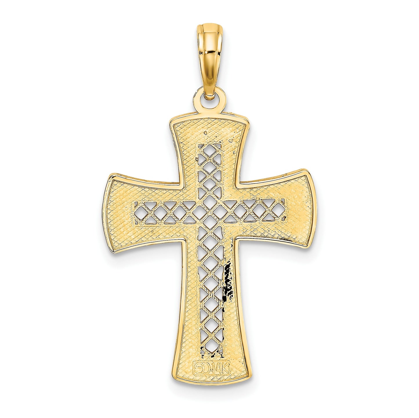 14K Diamond-cut with Satin Edge Lattice Cross Charm