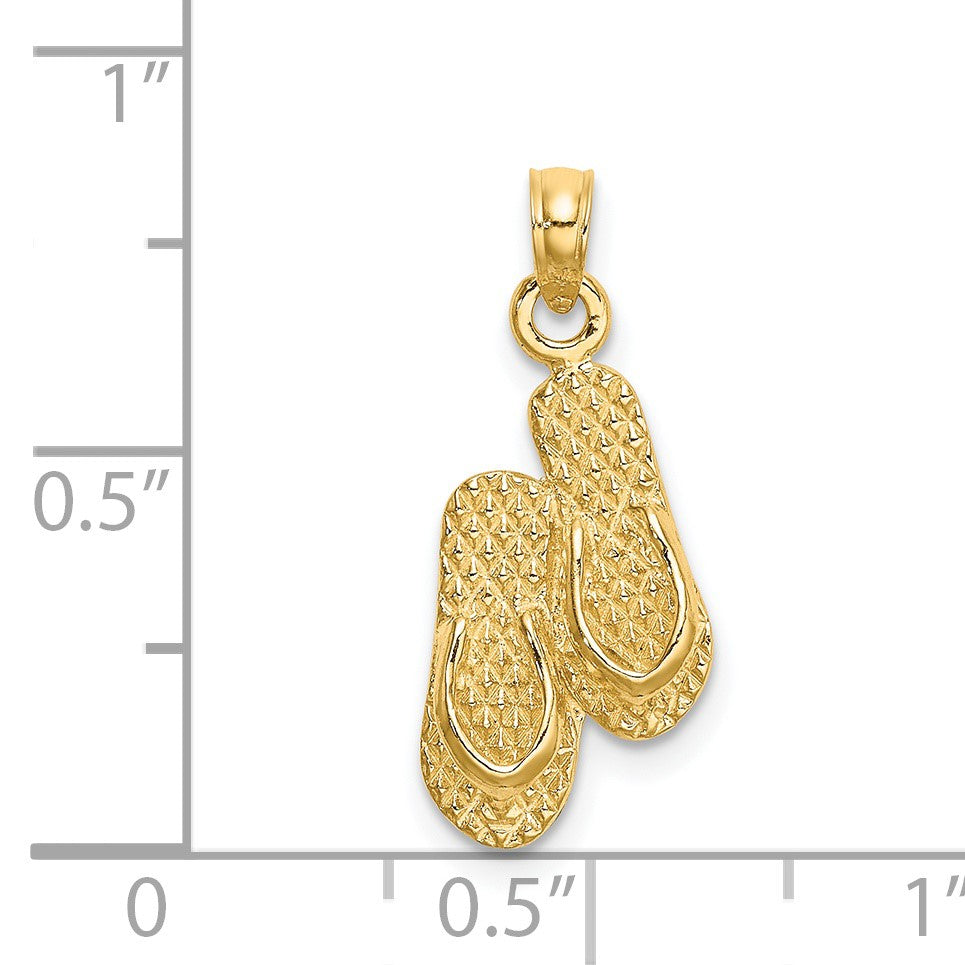 14K 3-D KEY WEST Double Flip Flop Charm