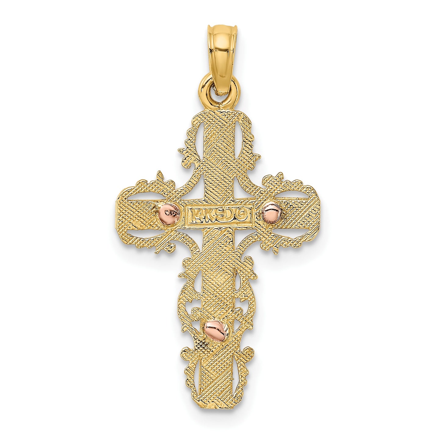 14k Two-Tone with Lace Trim Crucifix Charm