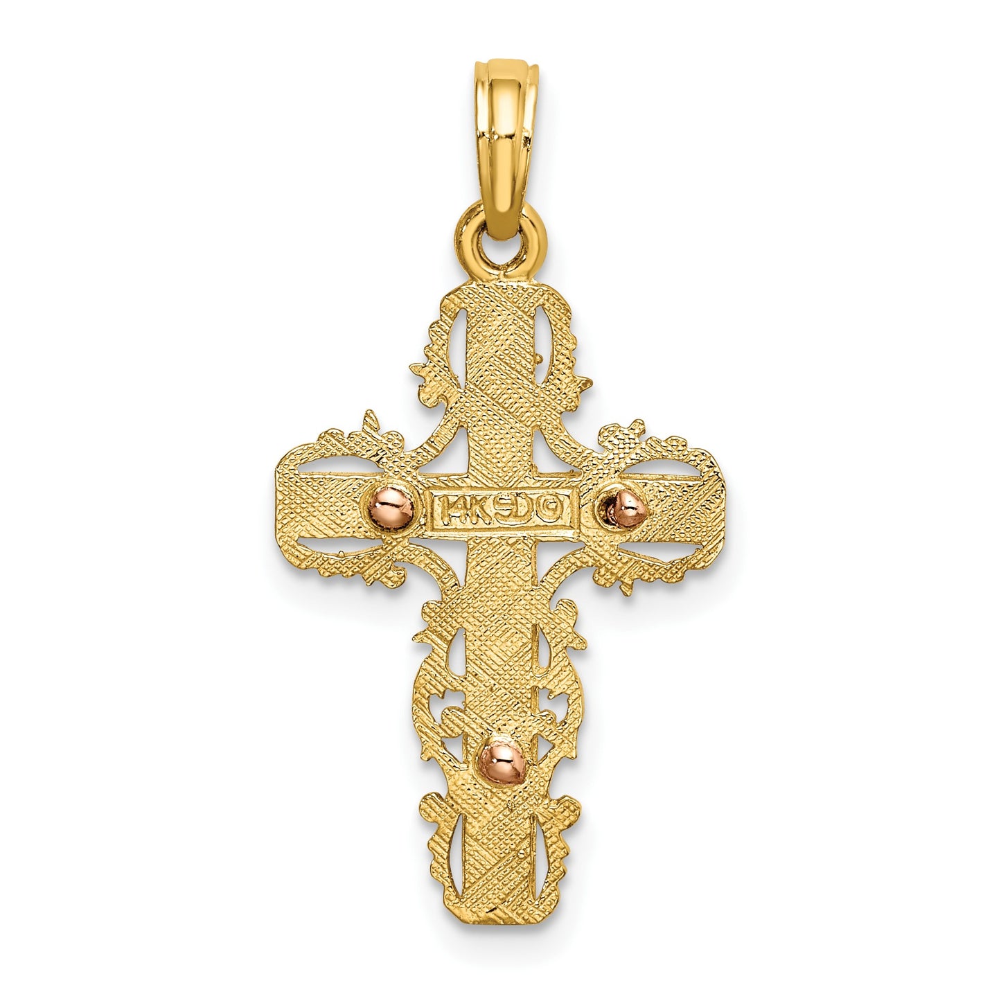 14K Two-Tone with Lace Trim Cross Charm
