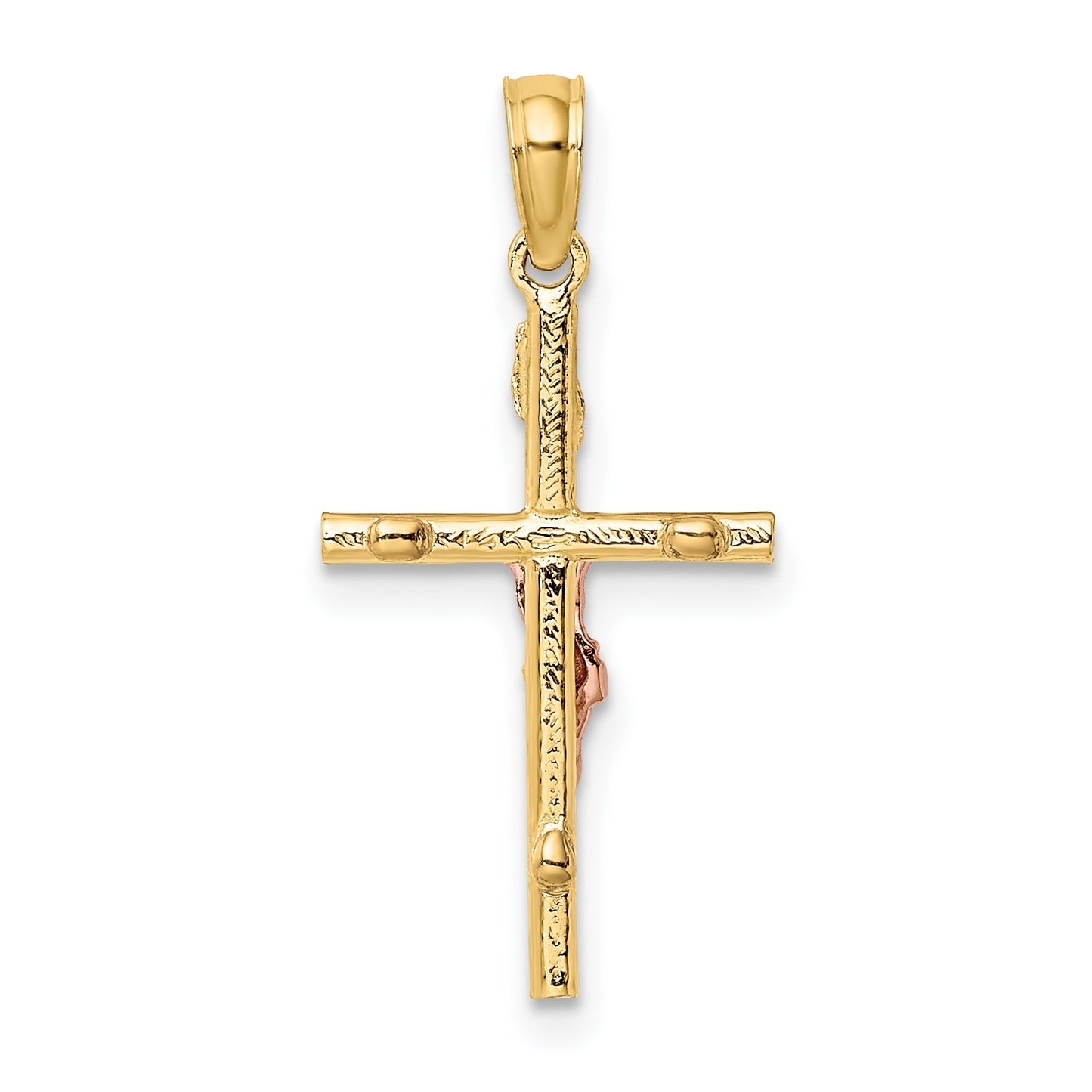 14k Two-Tone Cross Crucifix Charm