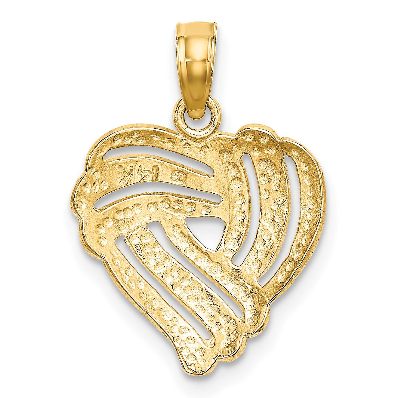 14k and White Rhodium Textured Heart Charm
