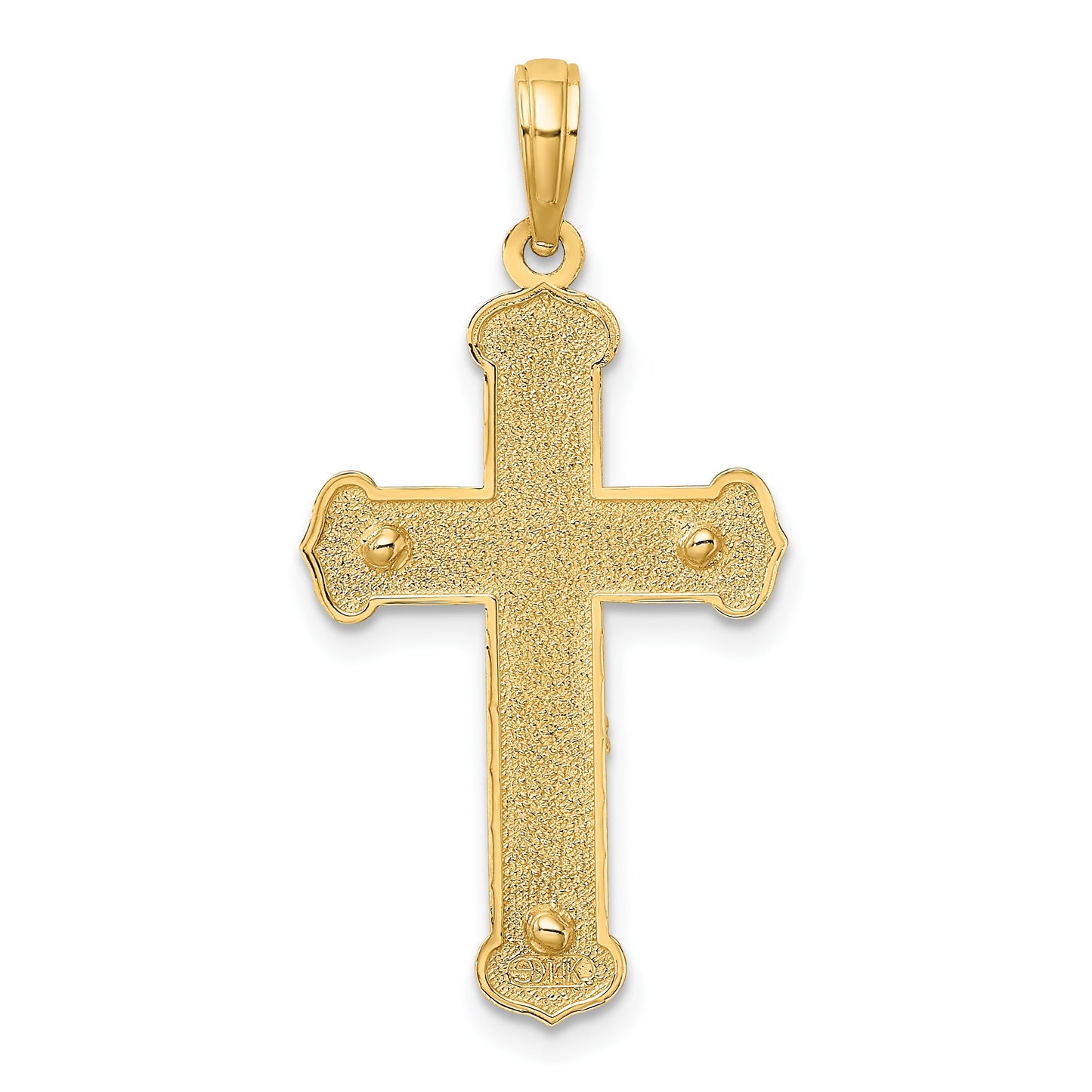 14K Two-tone Engraved Crucifix Charm