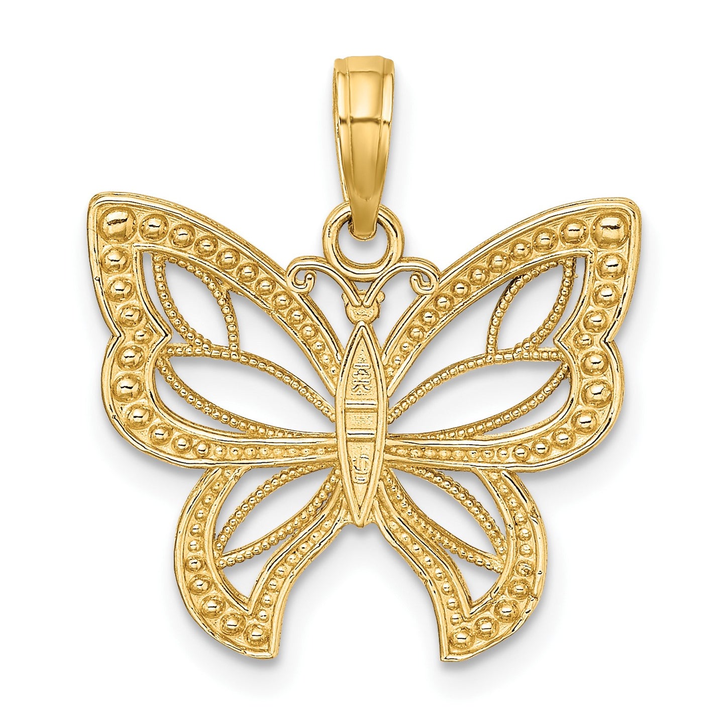 14k and White Rhodium Butterfly with Beaded Wings Charm
