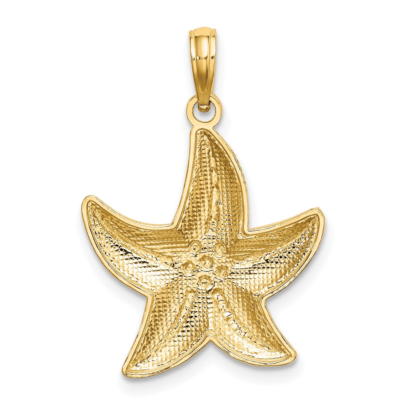 14K and White Rhodium Diamond-cut Small Starfish Charm