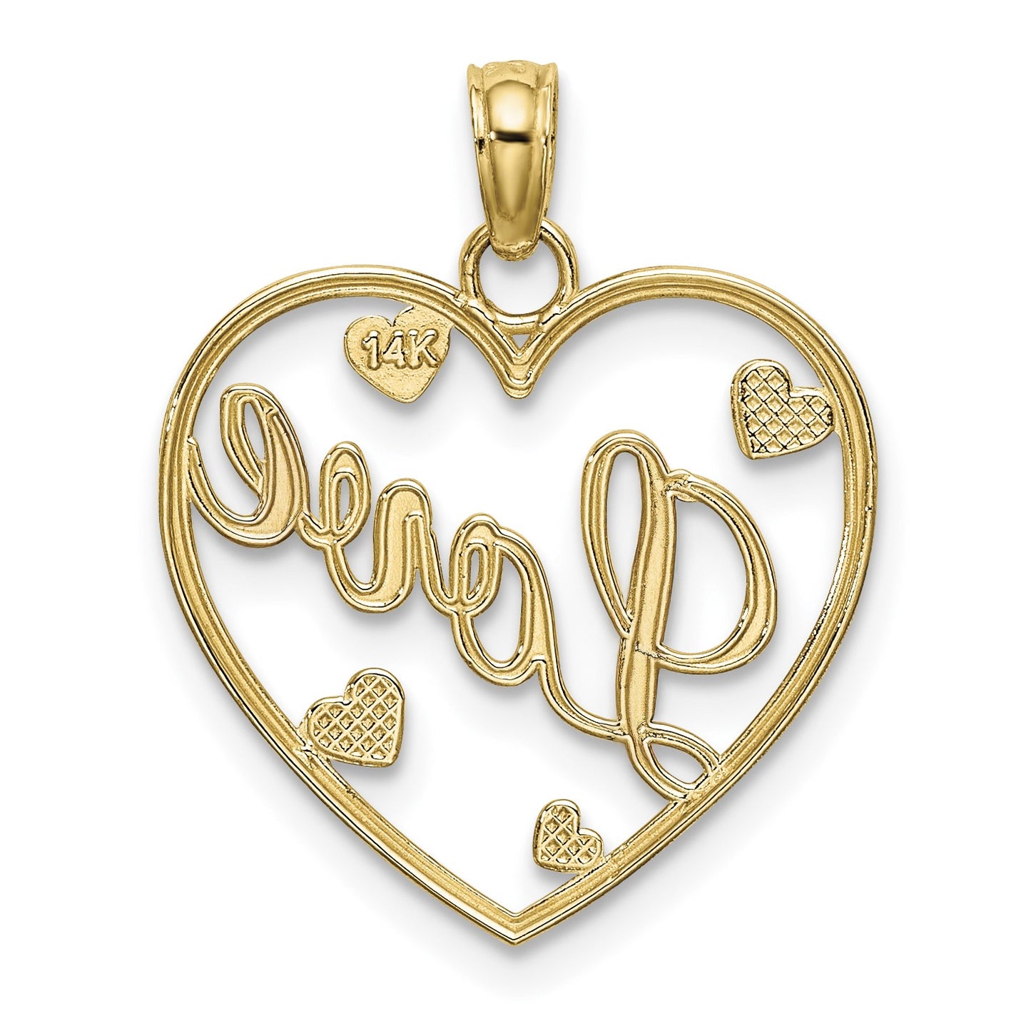 14k and White Rhodium LOVE with Hearts Pendant