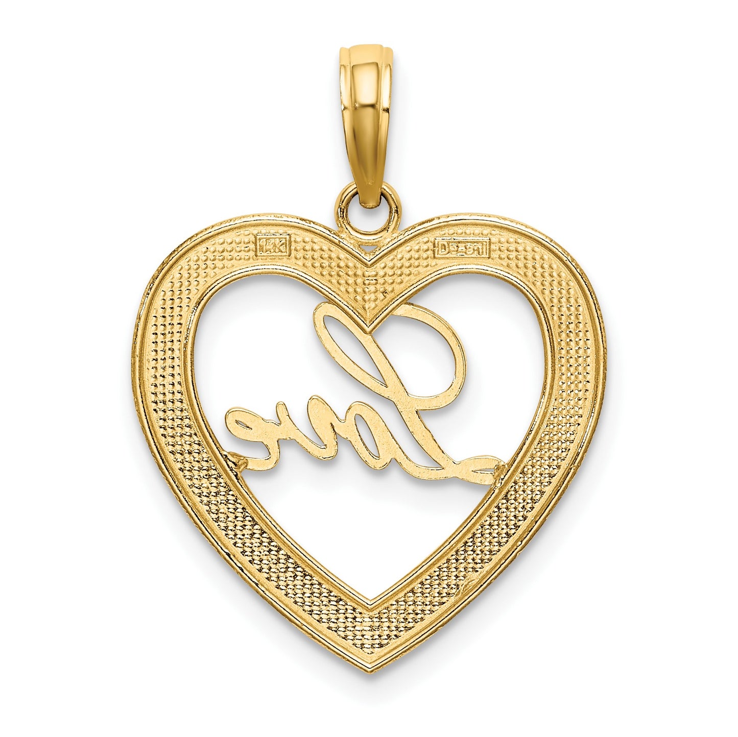14k and White Rhodium Diamond-cut LOVE Heart Pendant