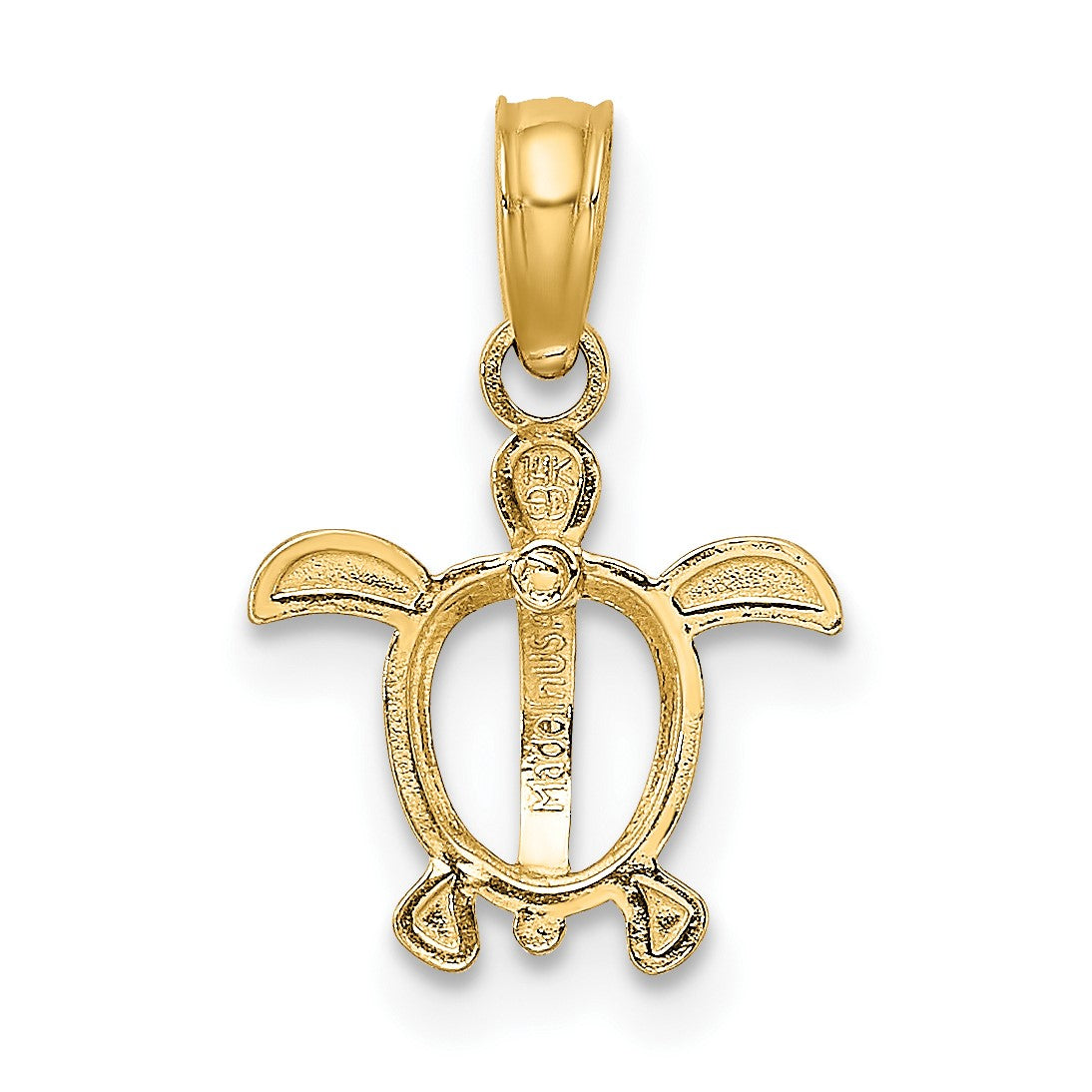 14K with White Rhodium Mini Sea Turtle Charm