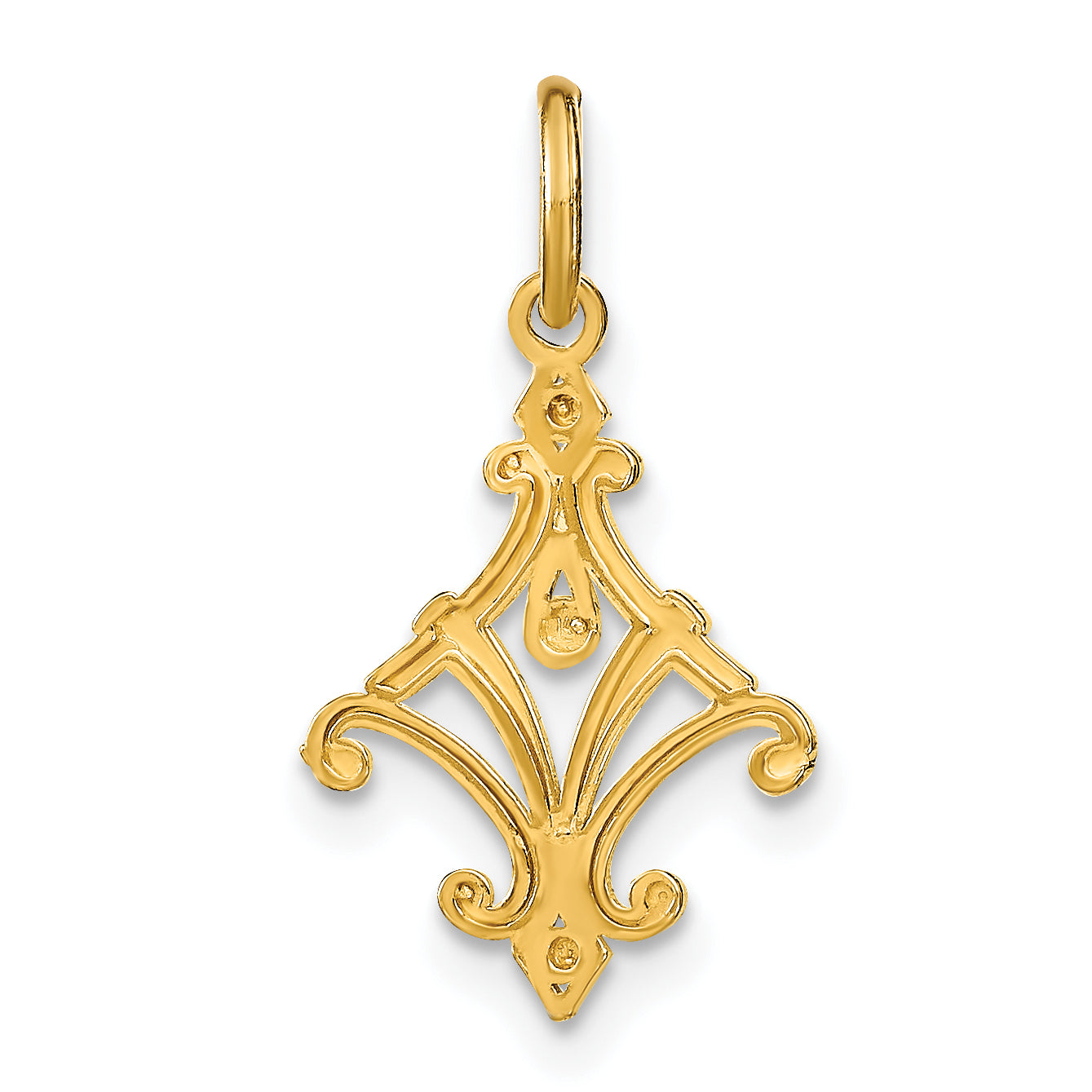 14K with White Rhodium Diamond-cut Chandelier Style Charm