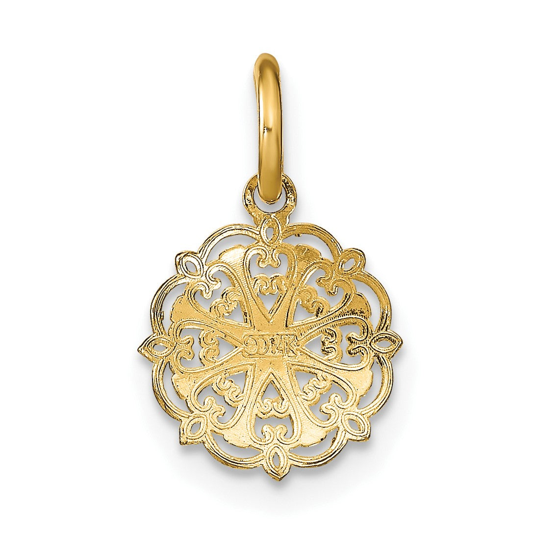 14K and White Rhodium Filigree Hearts Charm