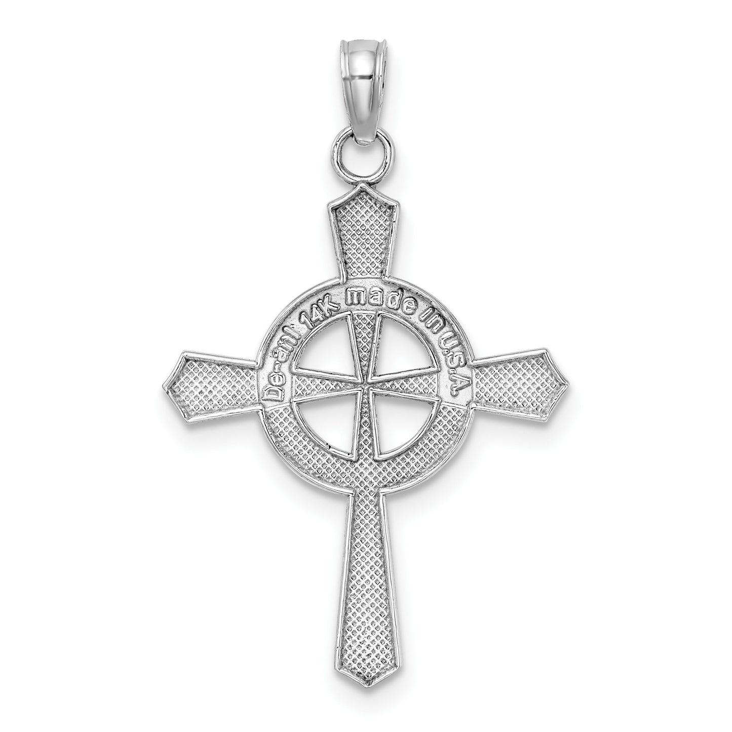 14K White Gold Beaded Celtic Iona Cross Charm