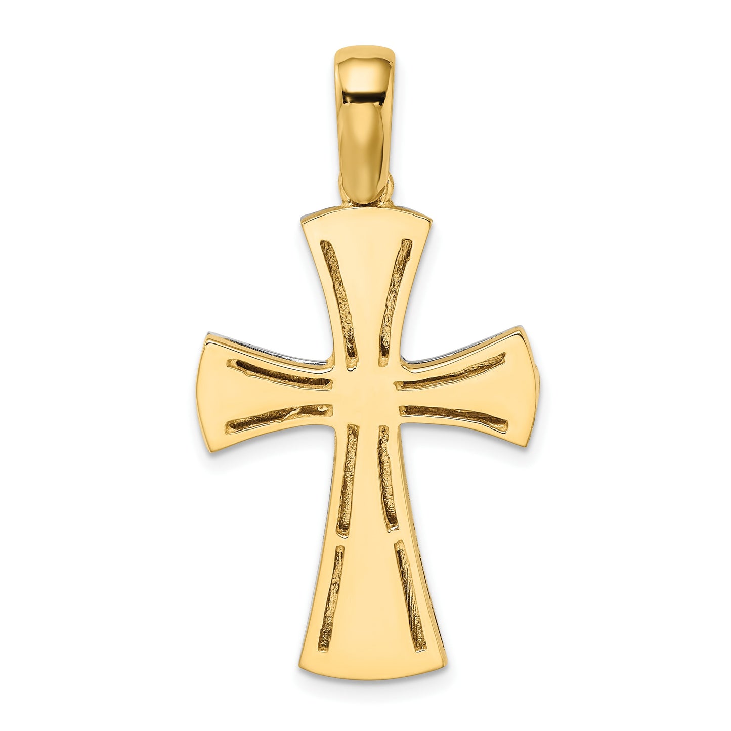 14K and White Rhodium Cross Charm