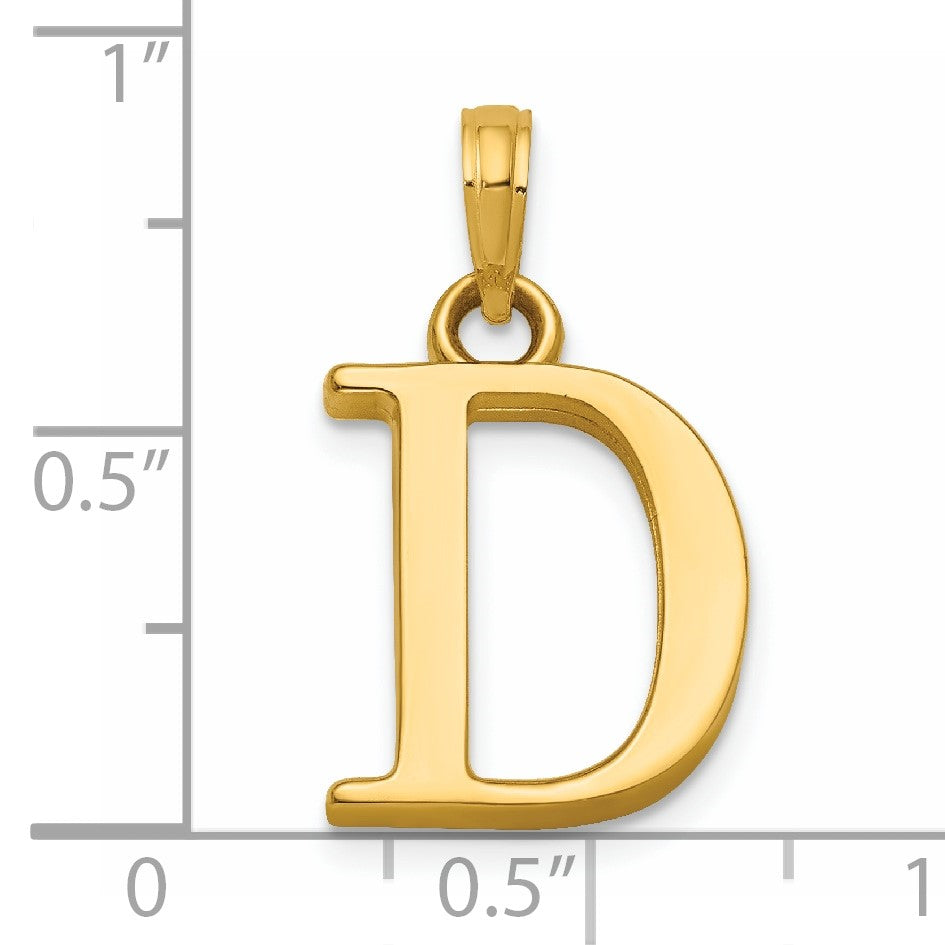 14K Letter D Initial Pendant
