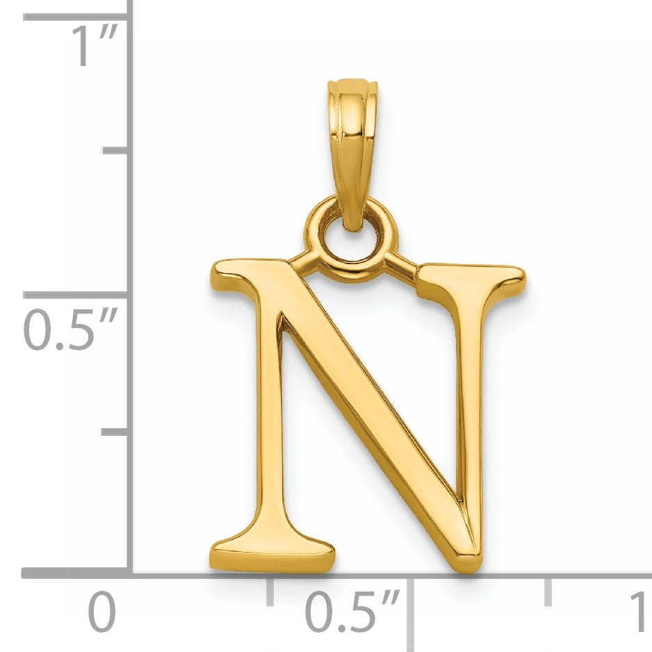14K Polished Letter N Pendant