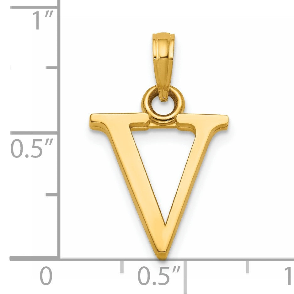 14K Polished Letter V Pendant